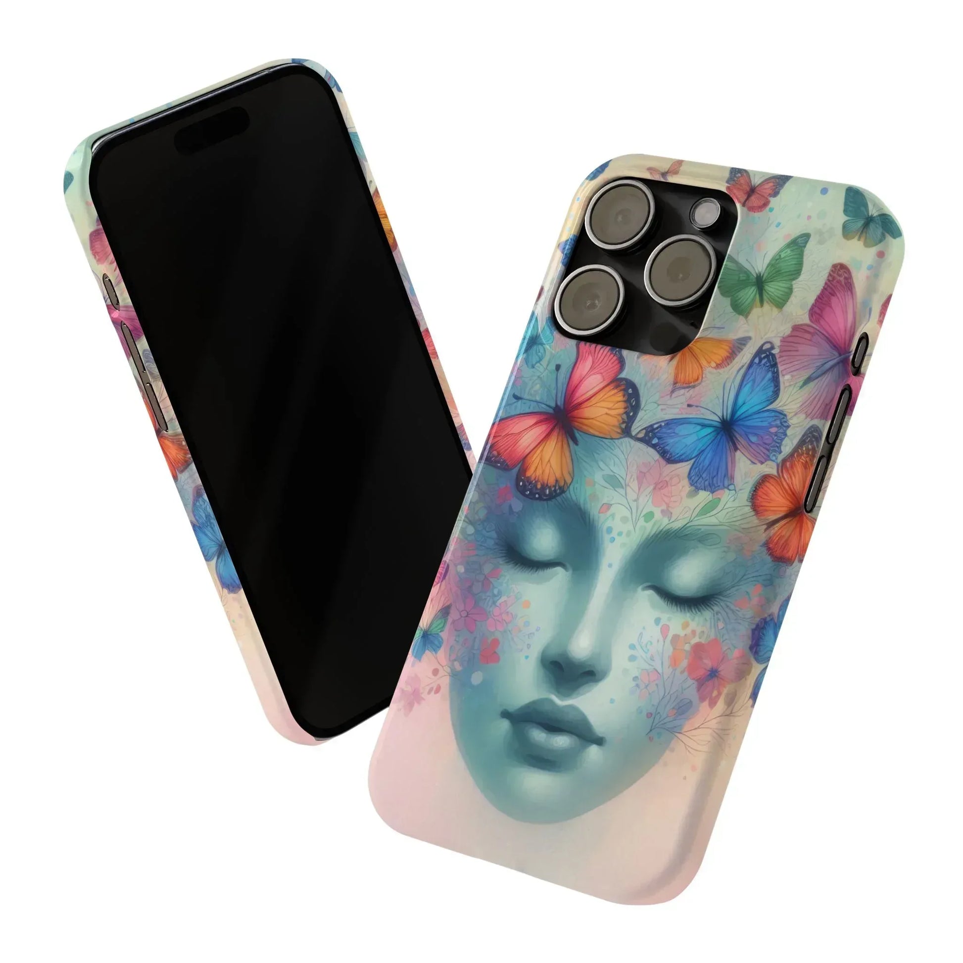 Butterfly Bloom Dreamy Woman Phone Case for iPhone - KARARMDESIGN