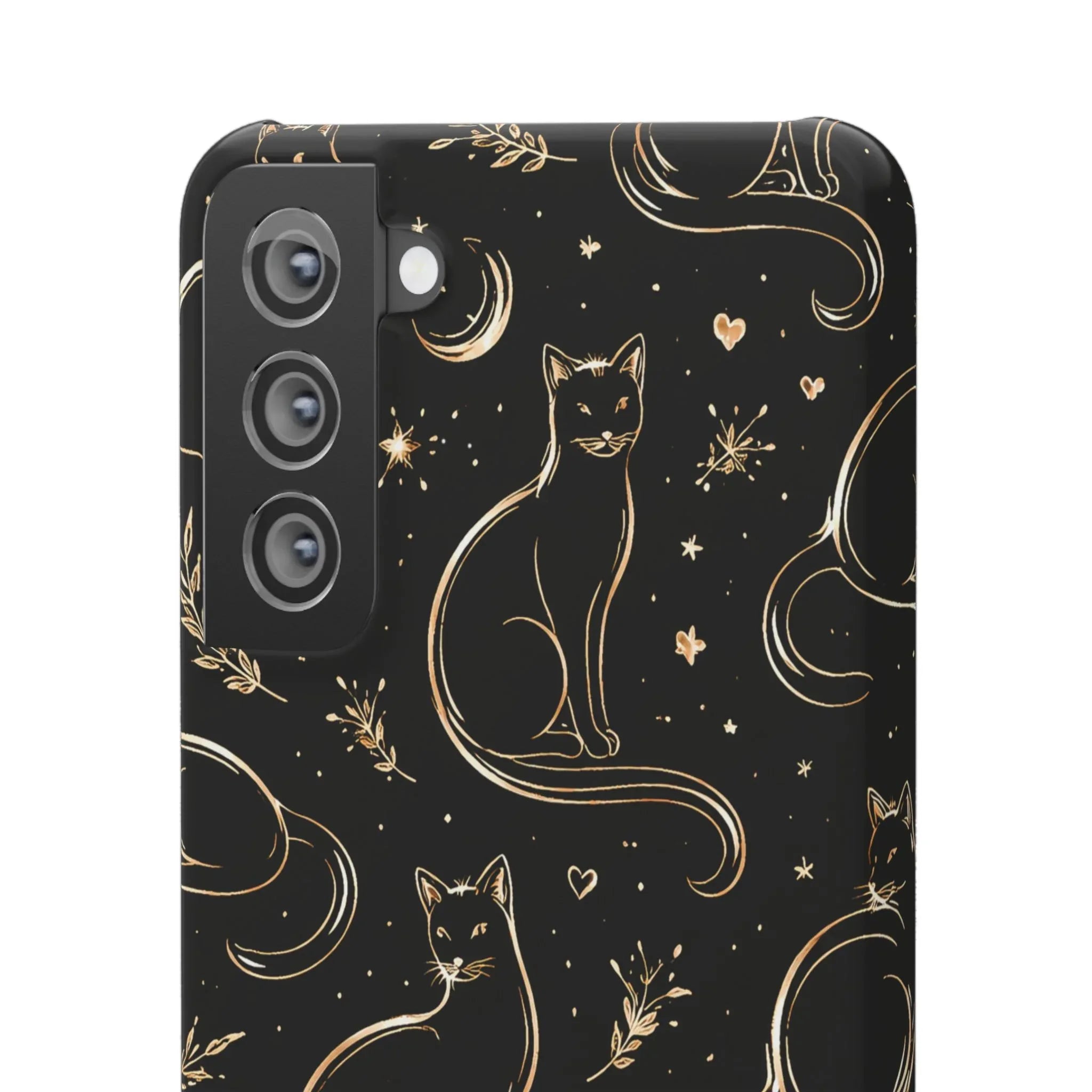 Golden Cat Pattern Phone Case for iPhone 11–17 & Galaxy S21–S25 - KARARMDESIGN