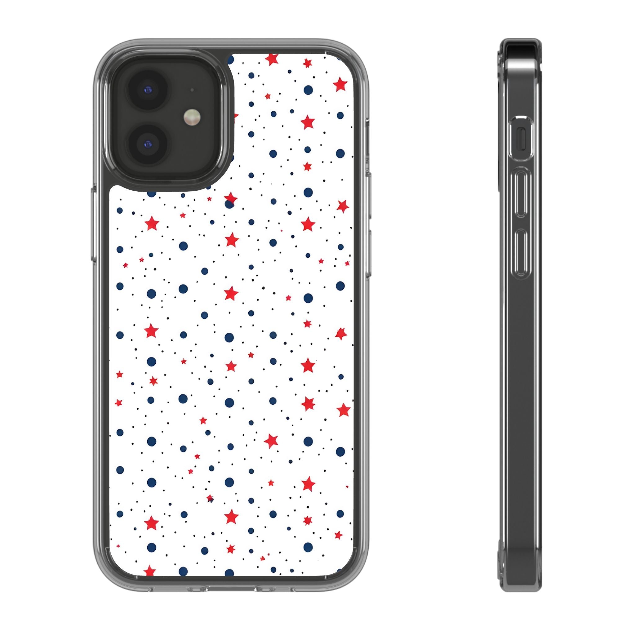 White Polka Dot & Stars Clear Case for iPhone & Samsung