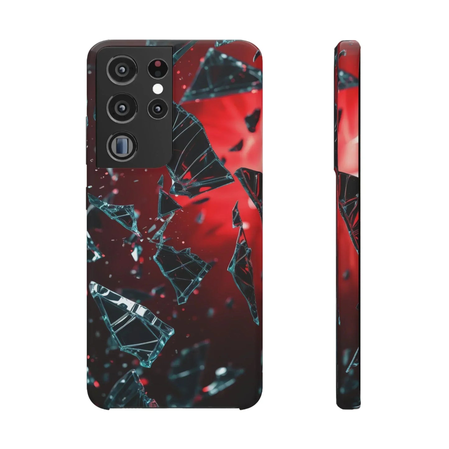 "Crimson Impact" Realistic Glass Shard Snap Phone Case for iPhone 7-16 and Samsung Galaxy S10-S24 Models - KarArmDesign