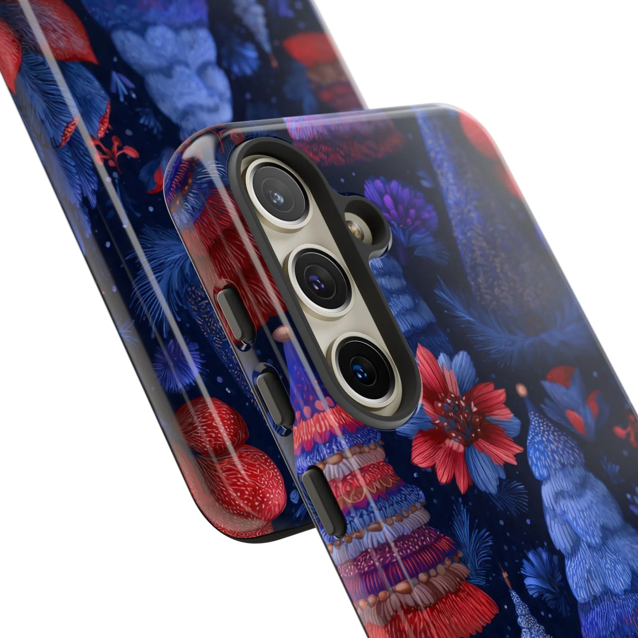 Midnight Blue Christmas Forest Phone Case for iPhone 8-17 and Galaxy S21–S25 - KARARMDESIGN