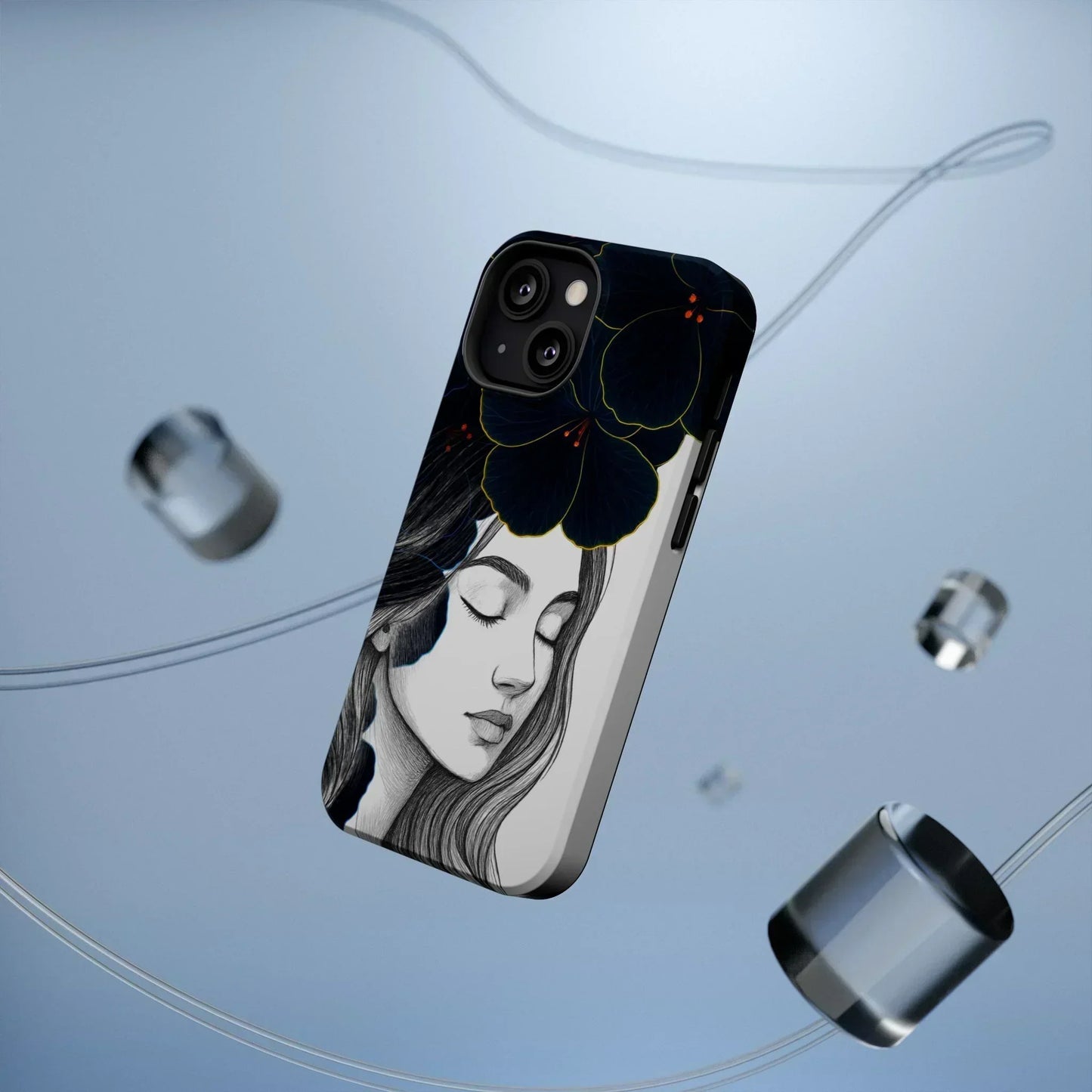 Dark Floral Elegance Phone Case for iPhone 13-16 Models - KarArmDesign