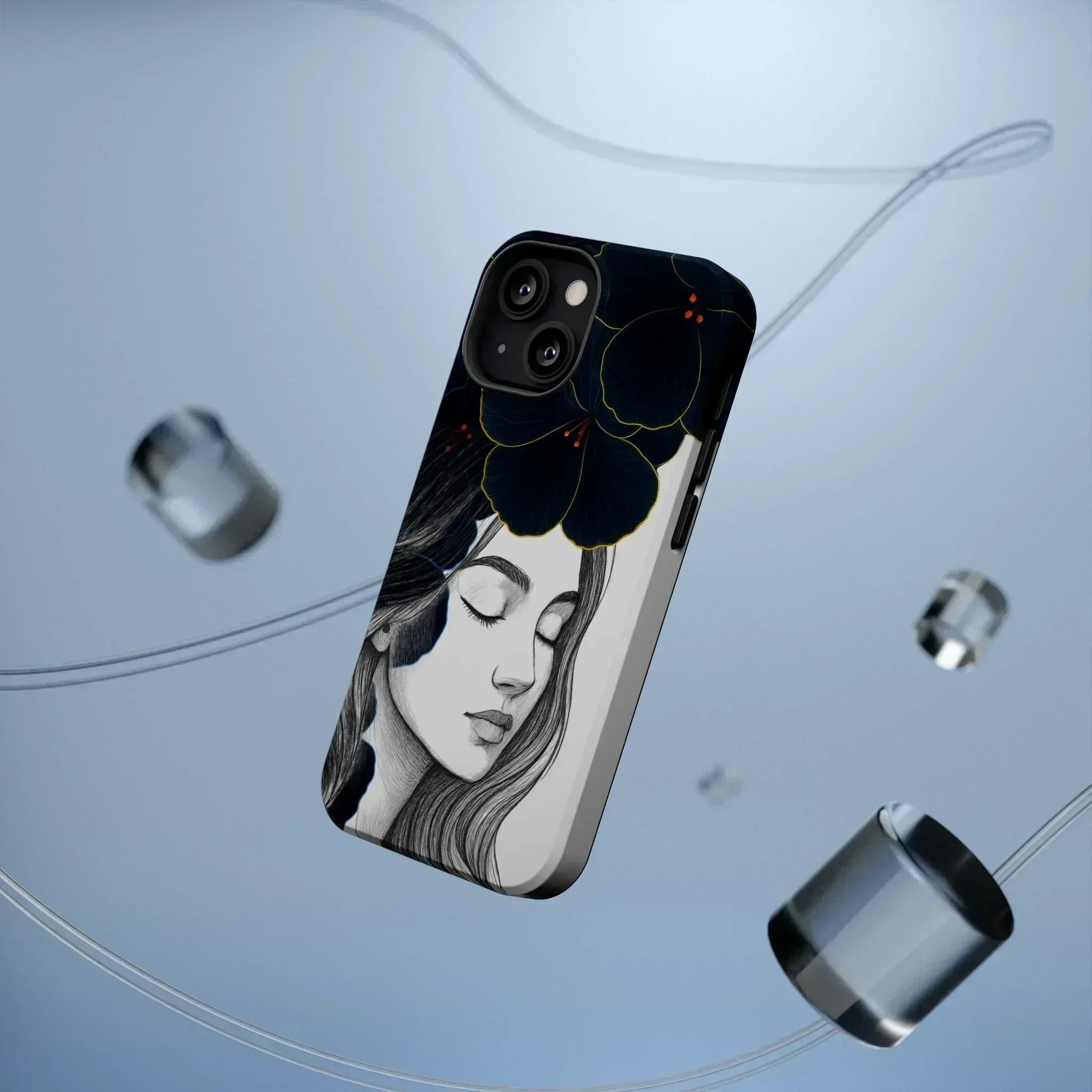 Dark Floral Elegance Phone Case for iPhone 13-16 - KARARMDESIGN