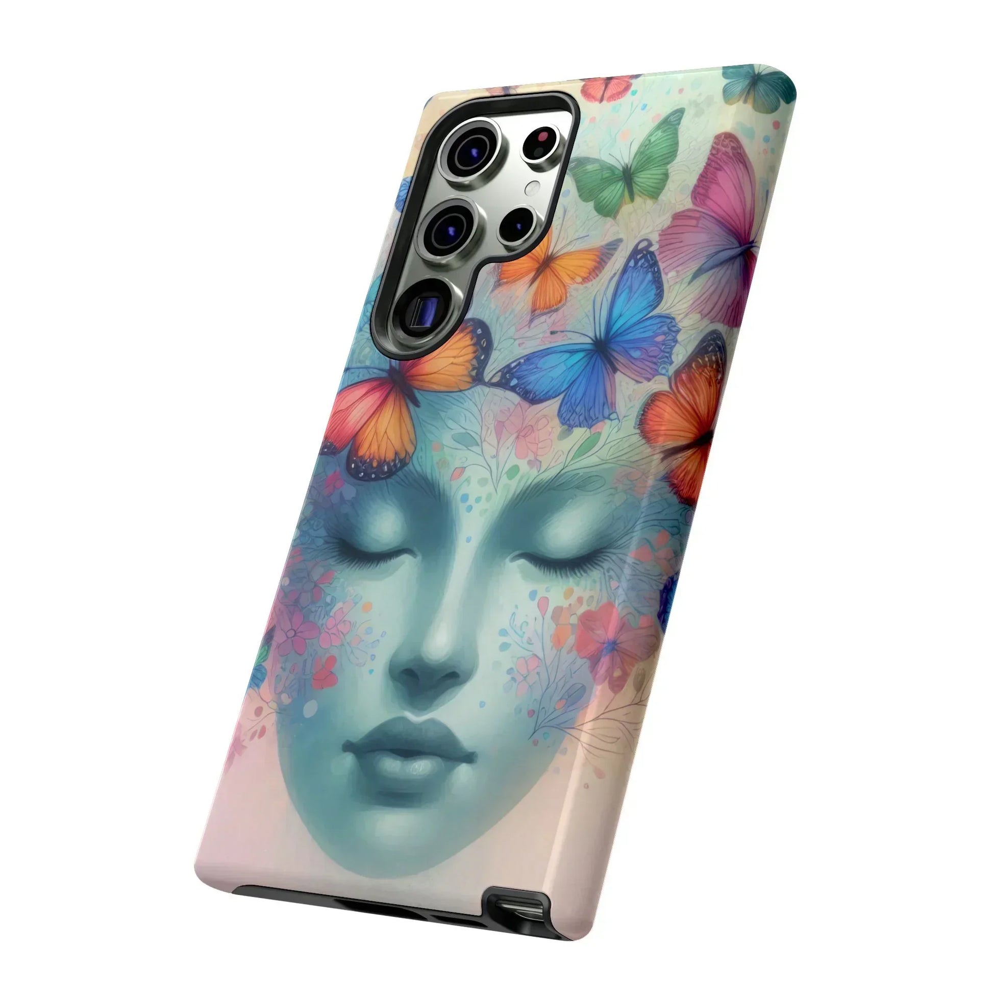 Butterfly Bloom Dreamy Woman Phone Case for Galaxy and Pixel - KarArmDesign