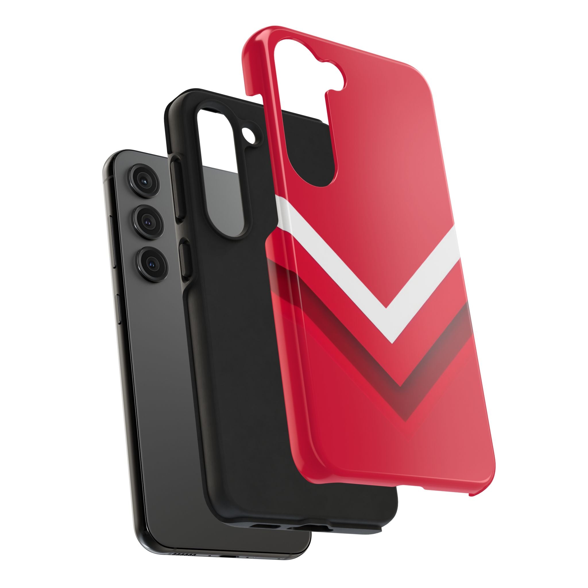 Red Chevron Armor Phone Case for iPhone 11–16 & Galaxy S21–S24