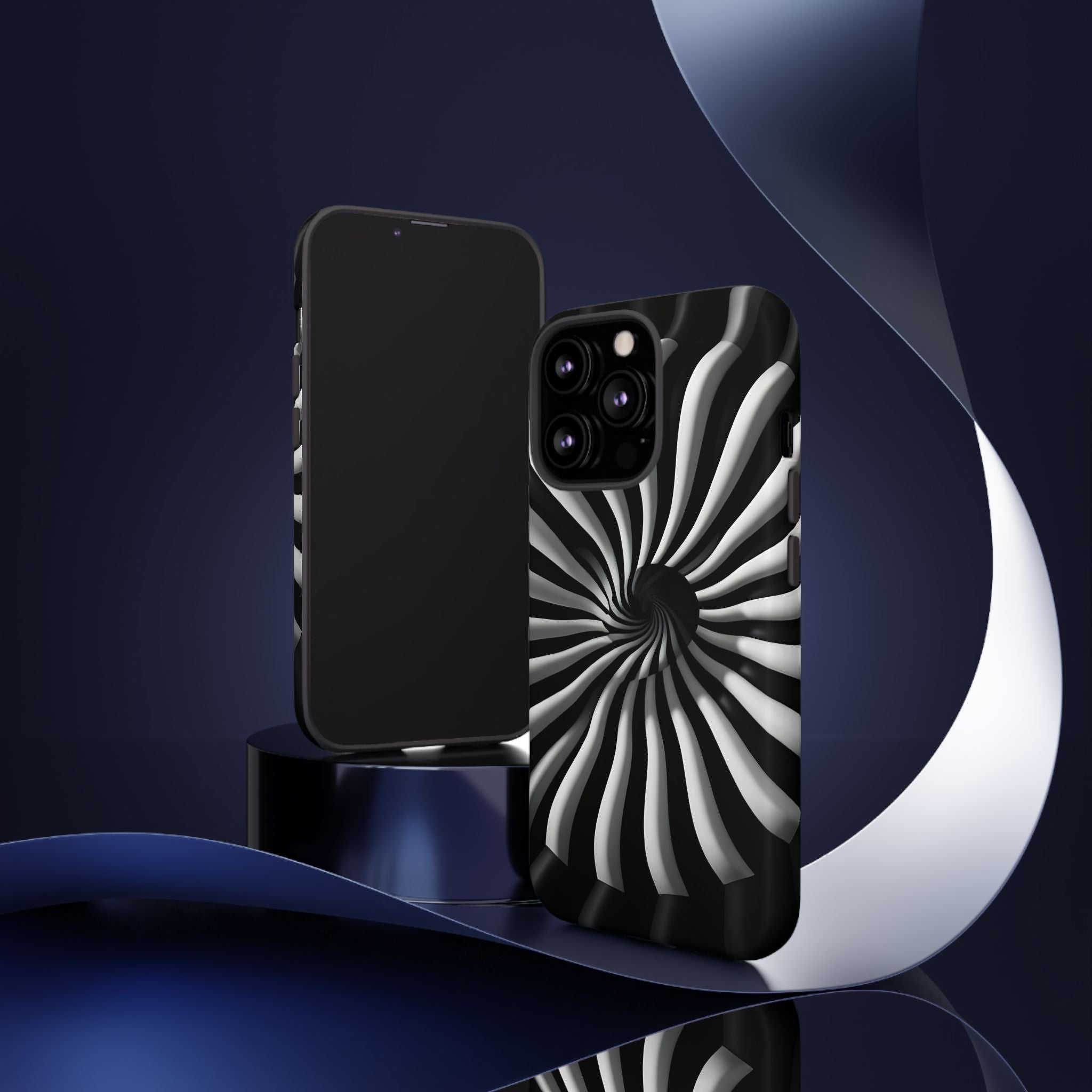 Hypnotic Black and White Spiral Phone Case – Optical Illusion Design for iPhone & Galaxy
