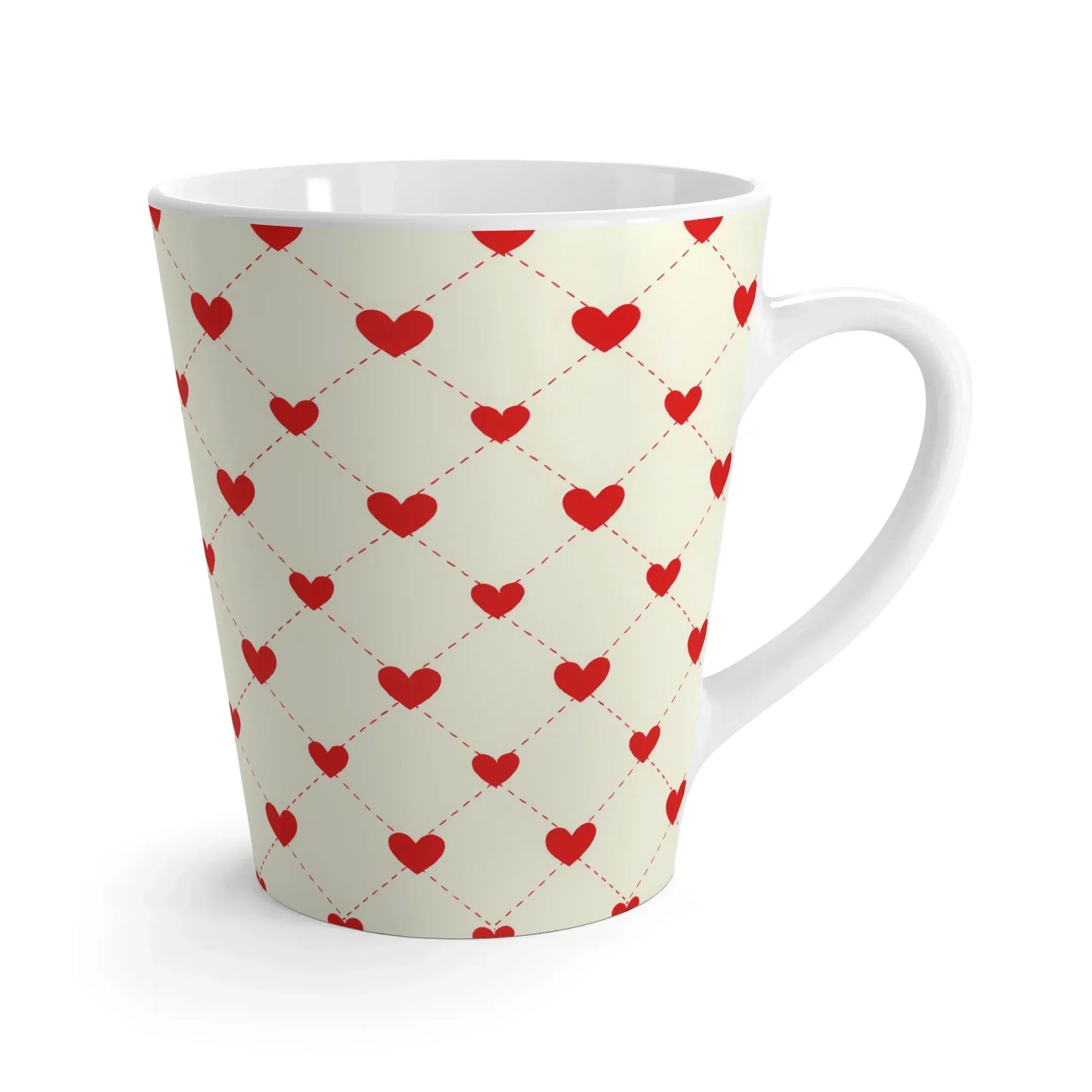 Red Heart Grid Latte Mug (12oz) - KARARMDESIGN
