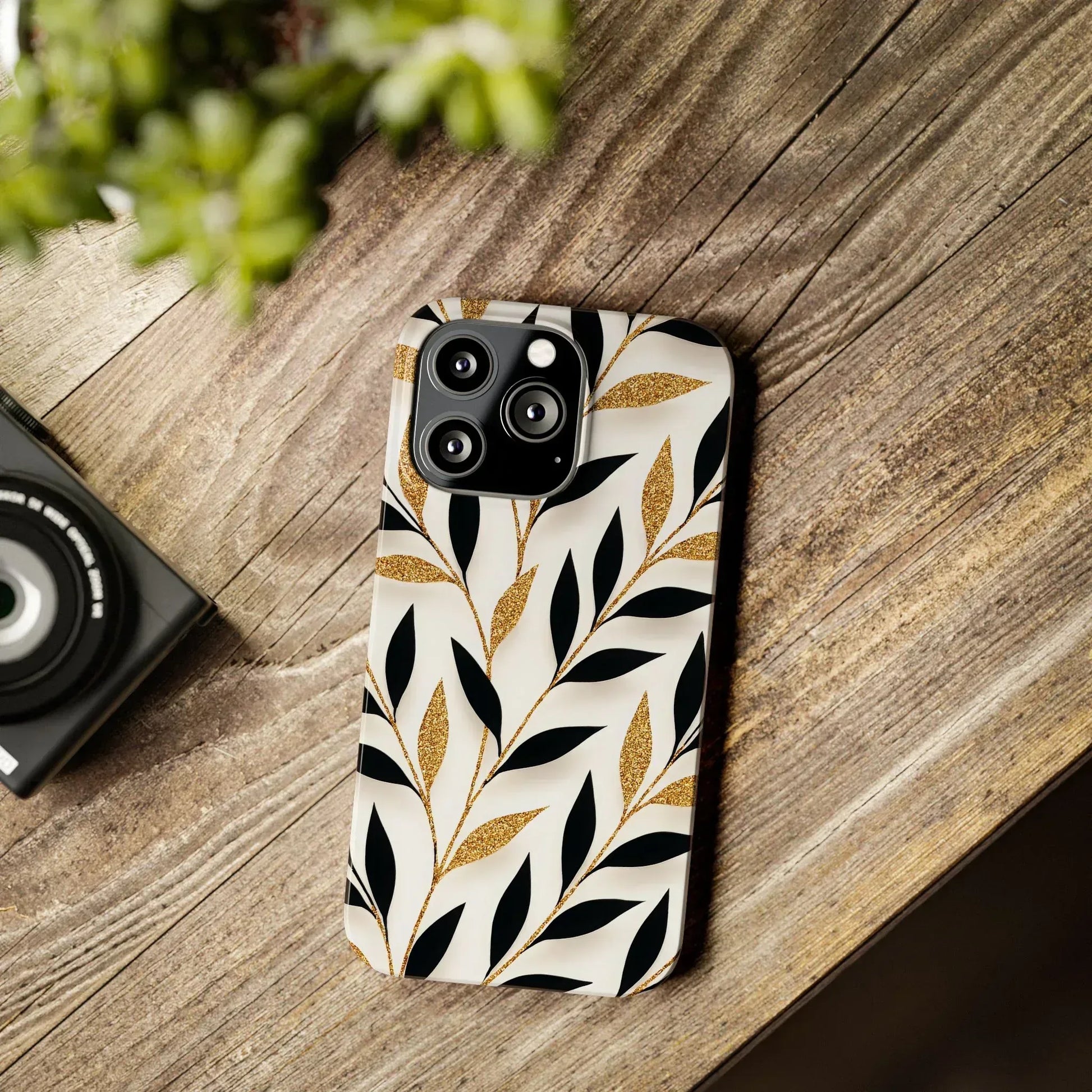 Botanical Gold Leaf Phone Case for iPhone 11-17 - KARARMDESIGN
