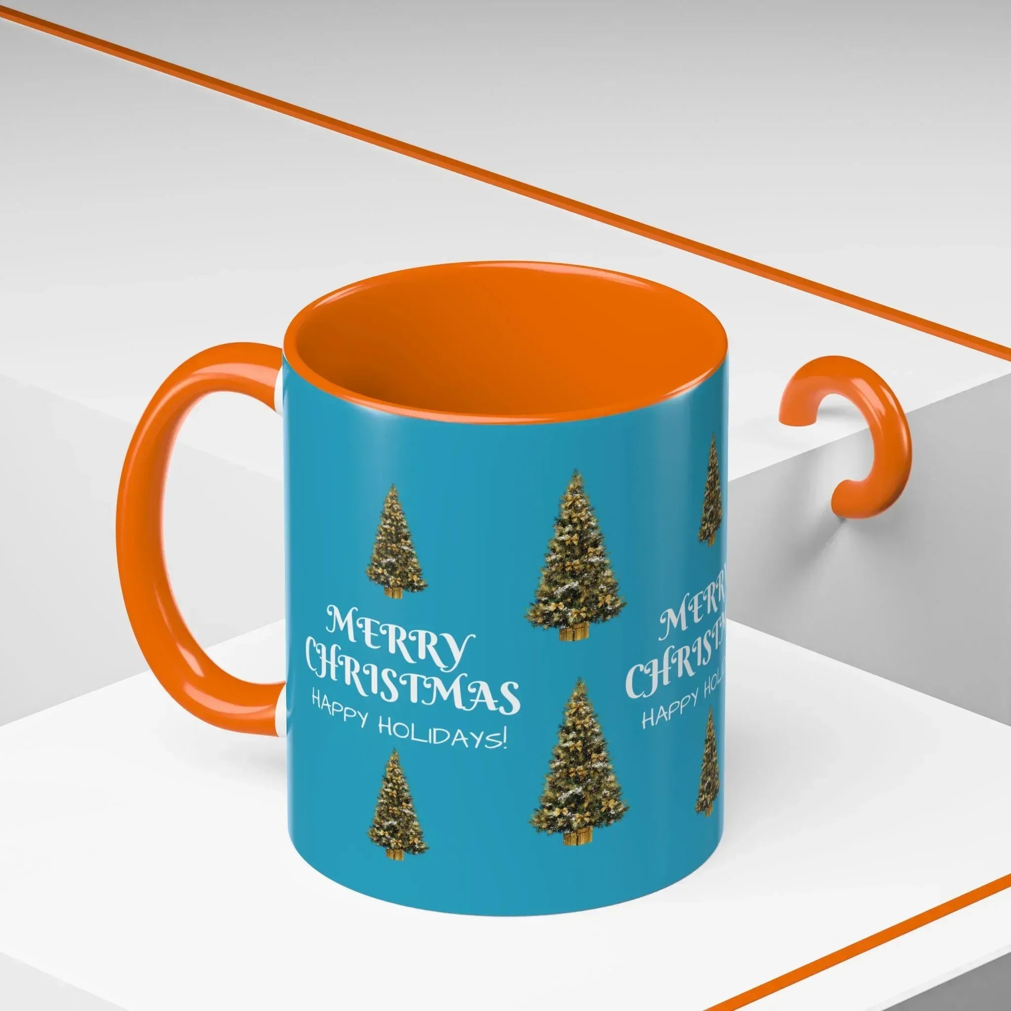 Merry Christmas and Happy Holidays Mug - Accent Coffee Mug (11, 15oz) - KARARMDESIGN