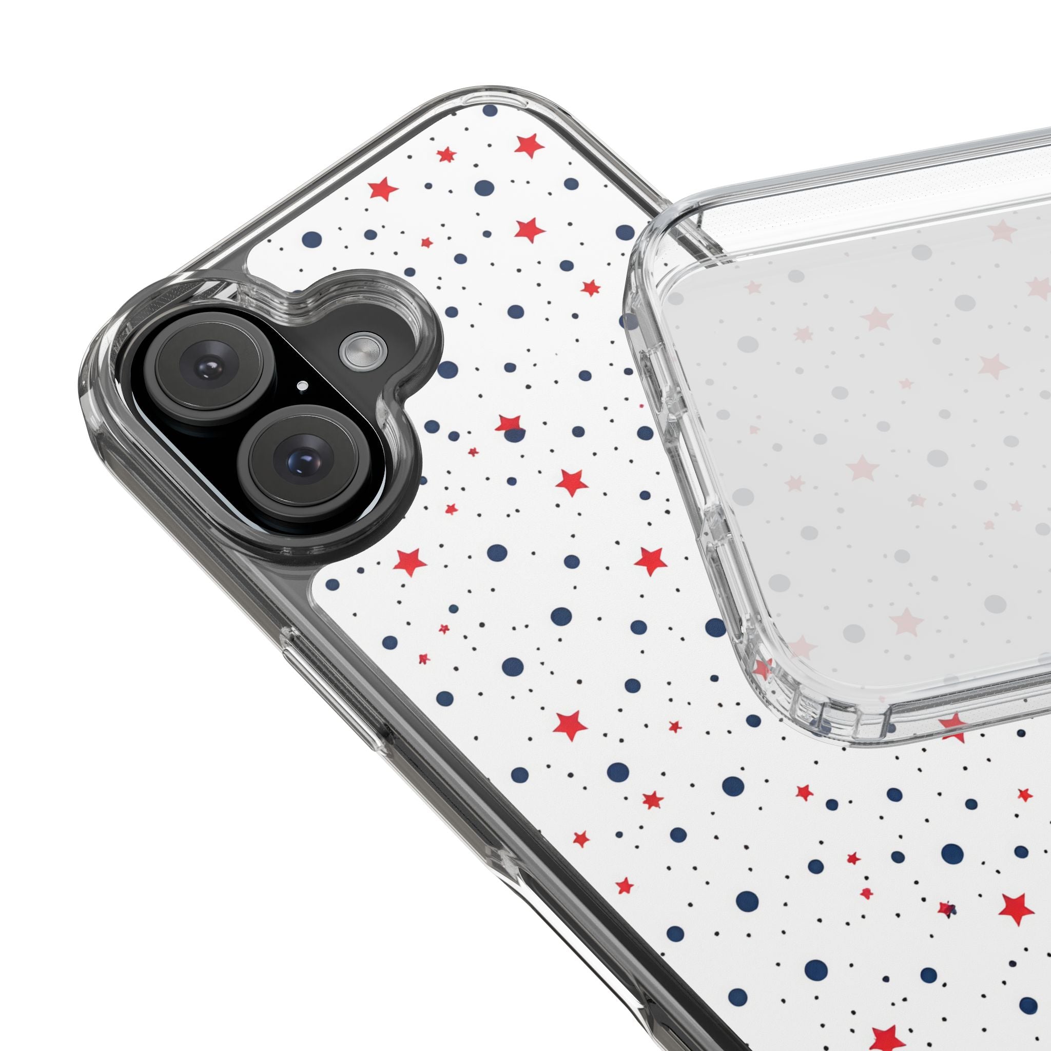 White Polka Dot & Stars Clear Case for iPhone & Samsung