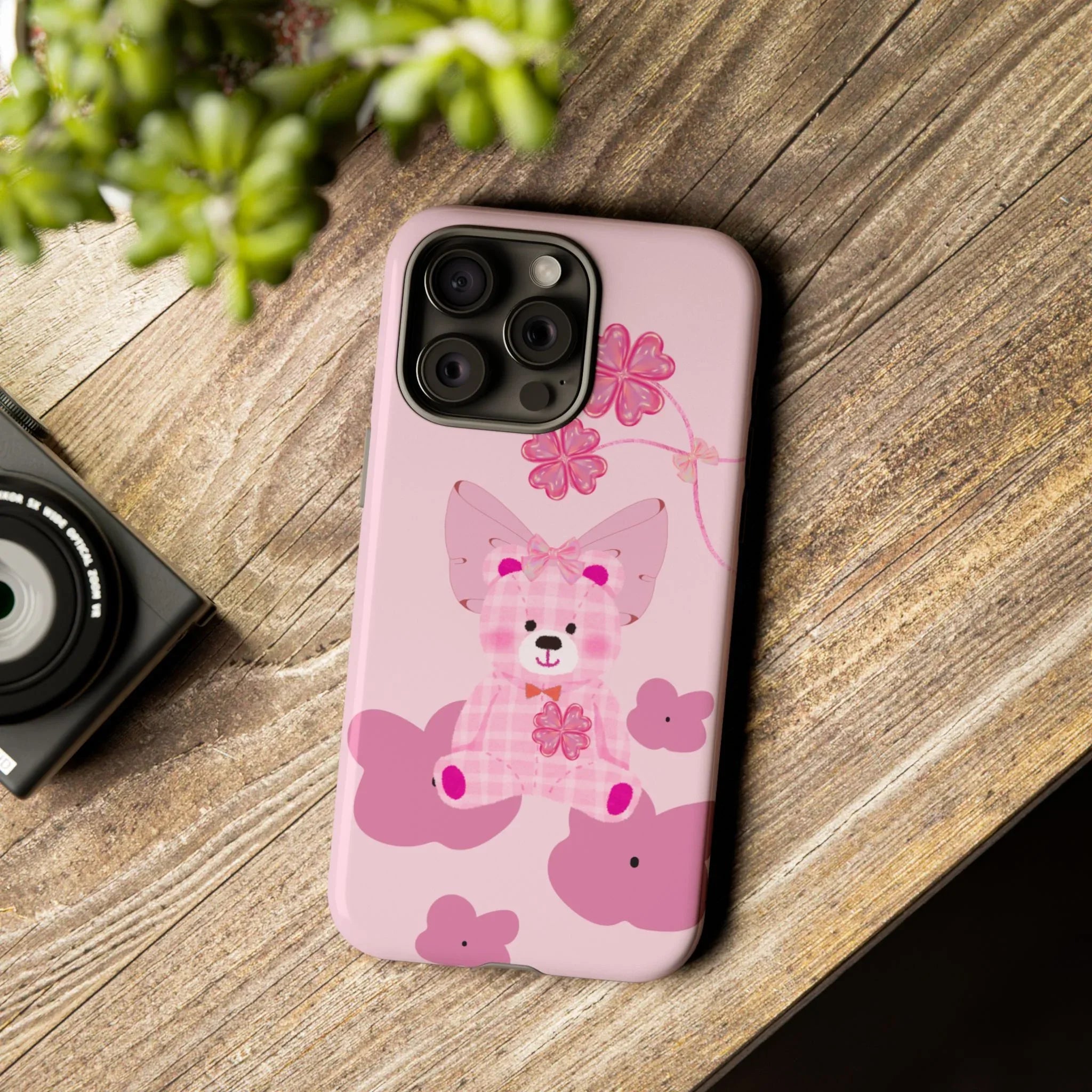 Pink Teddy Bear Phone Cases for iPhone, Pixel and Galaxy - KARARMDESIGN