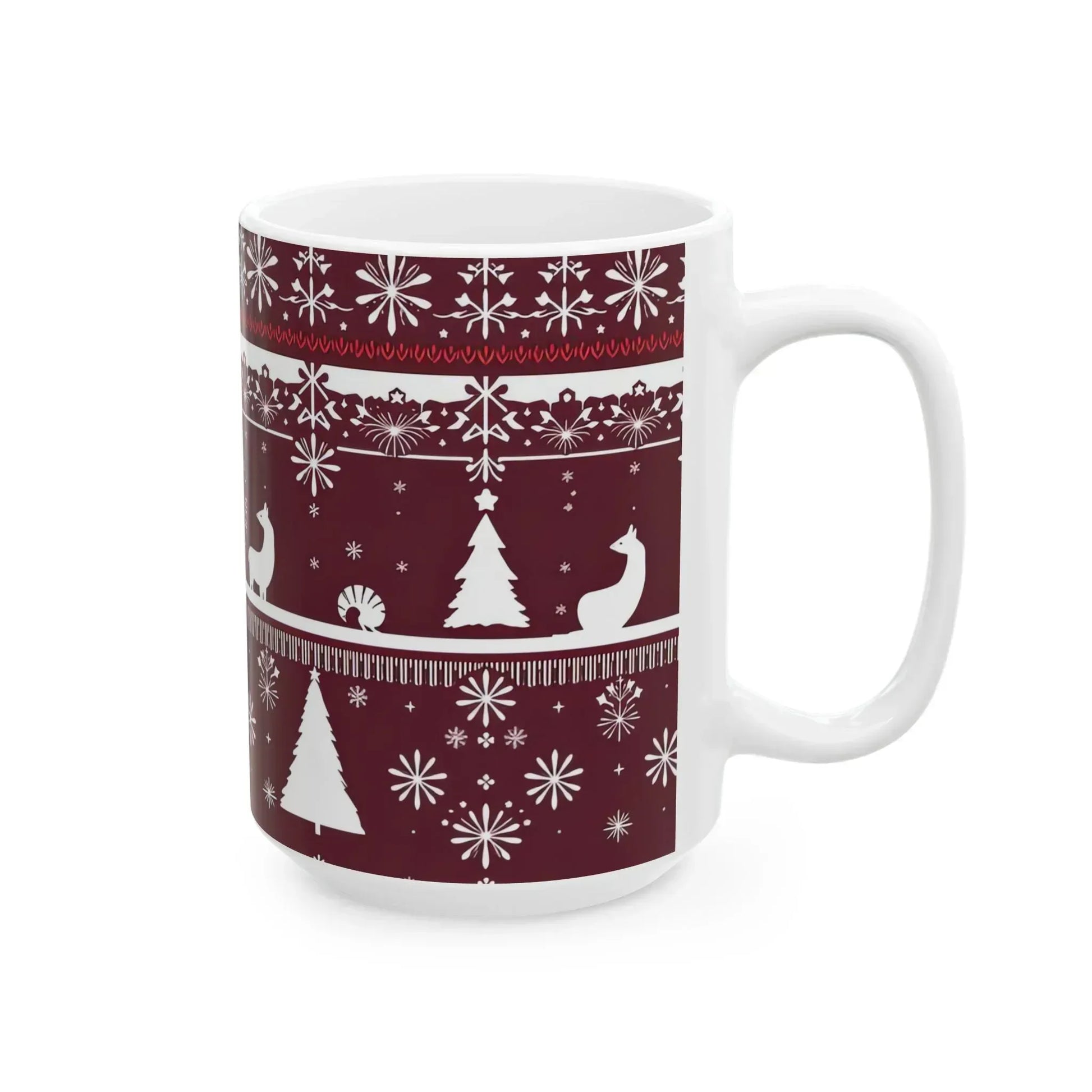 Festive Maroon Mug - Ceramic Mug, (11oz, 15oz) - KARARMDESIGN