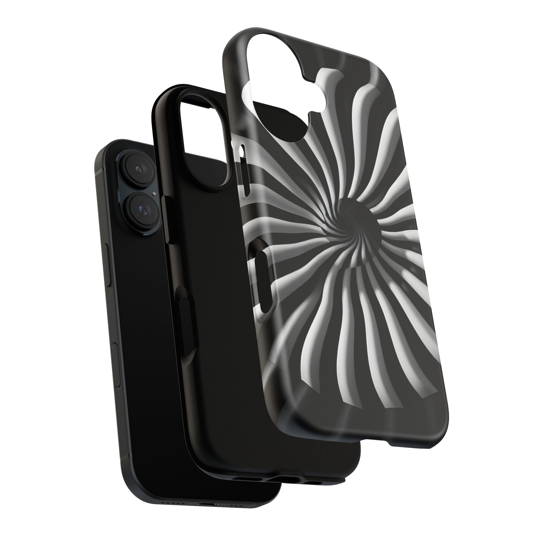 Hypnotic Black and White Spiral Phone Case – Optical Illusion Design for iPhone & Galaxy