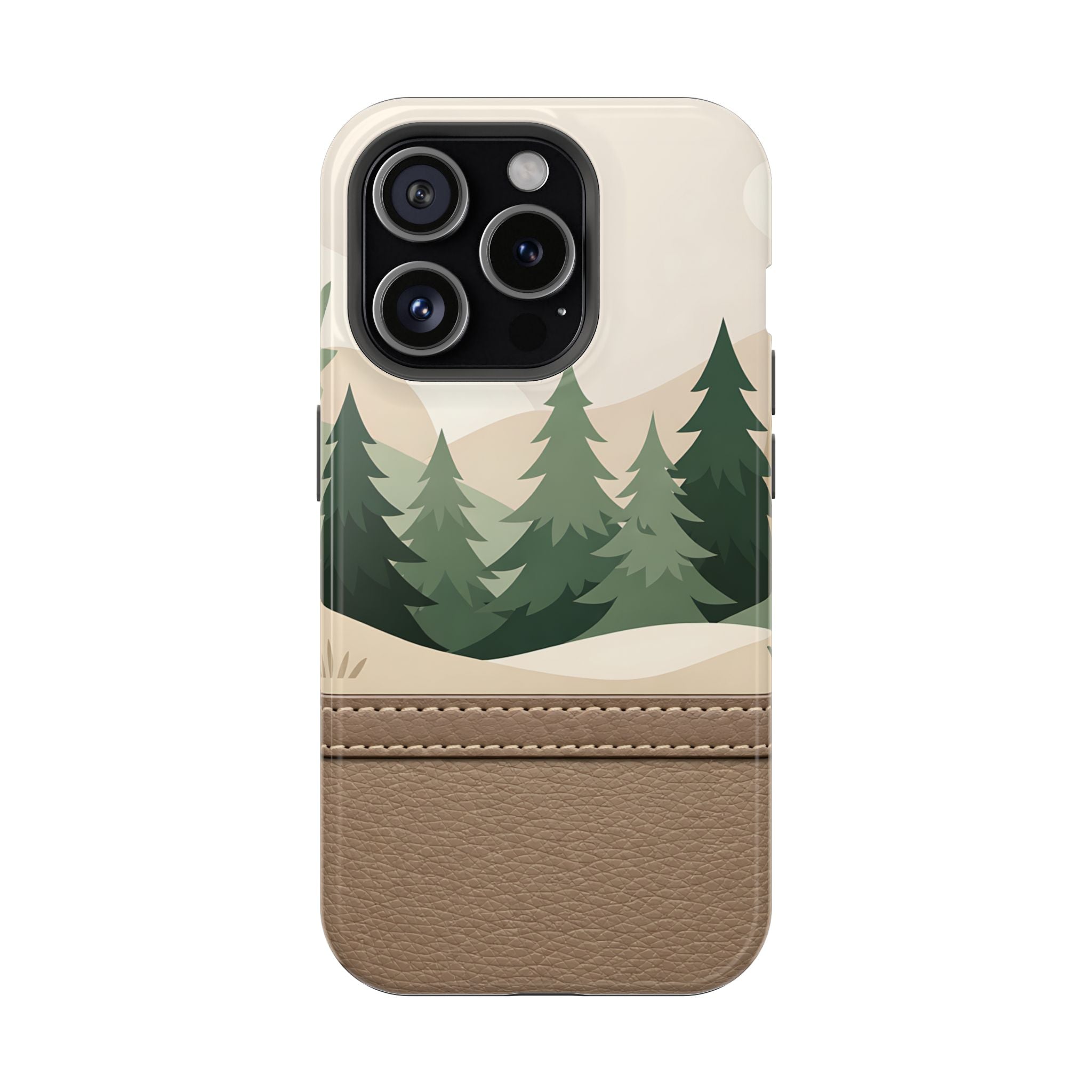 Forest Leather Phone Case for iPhone 11-17 and Galaxy S22-S26