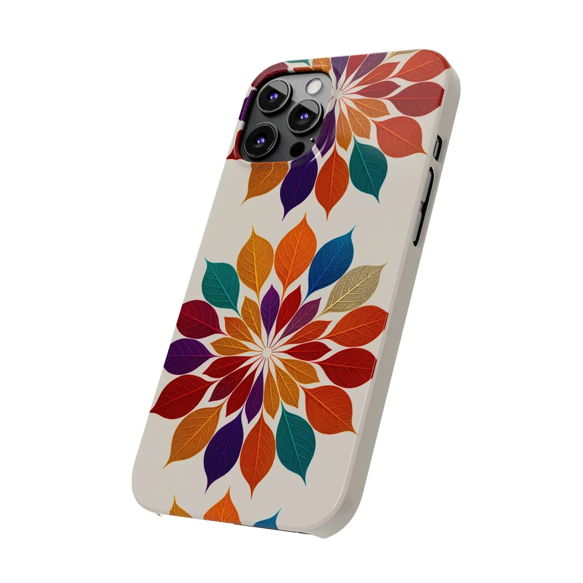 Leaf Mandala Botanical Burst Design Slim Phone Case for iPhone 7-16 Models - KarArmDesign