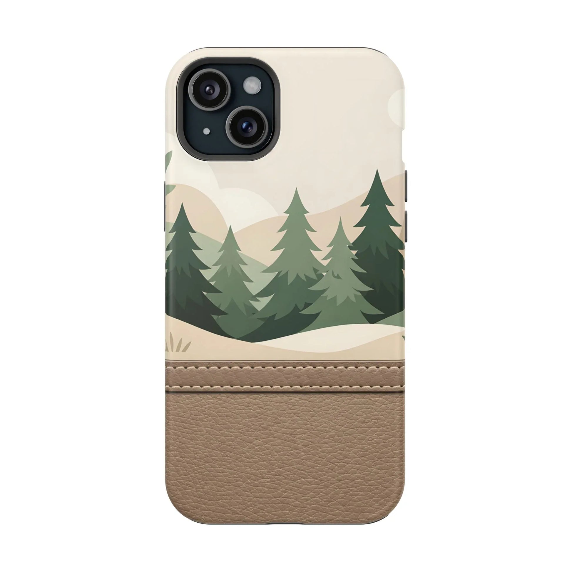 Forest Leather Phone Case for iPhone 11-17 and Galaxy S21-S25 - KARARMDESIGN