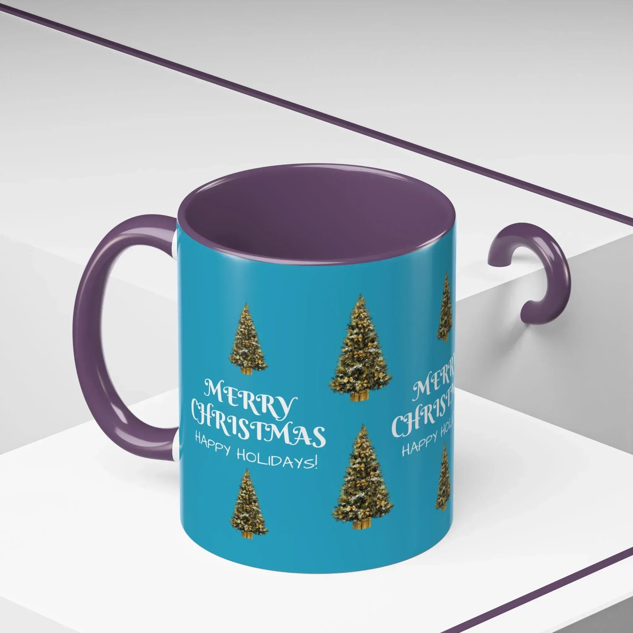 Merry Christmas and Happy Holidays Mug - Accent Coffee Mug (11, 15oz) - KARARMDESIGN