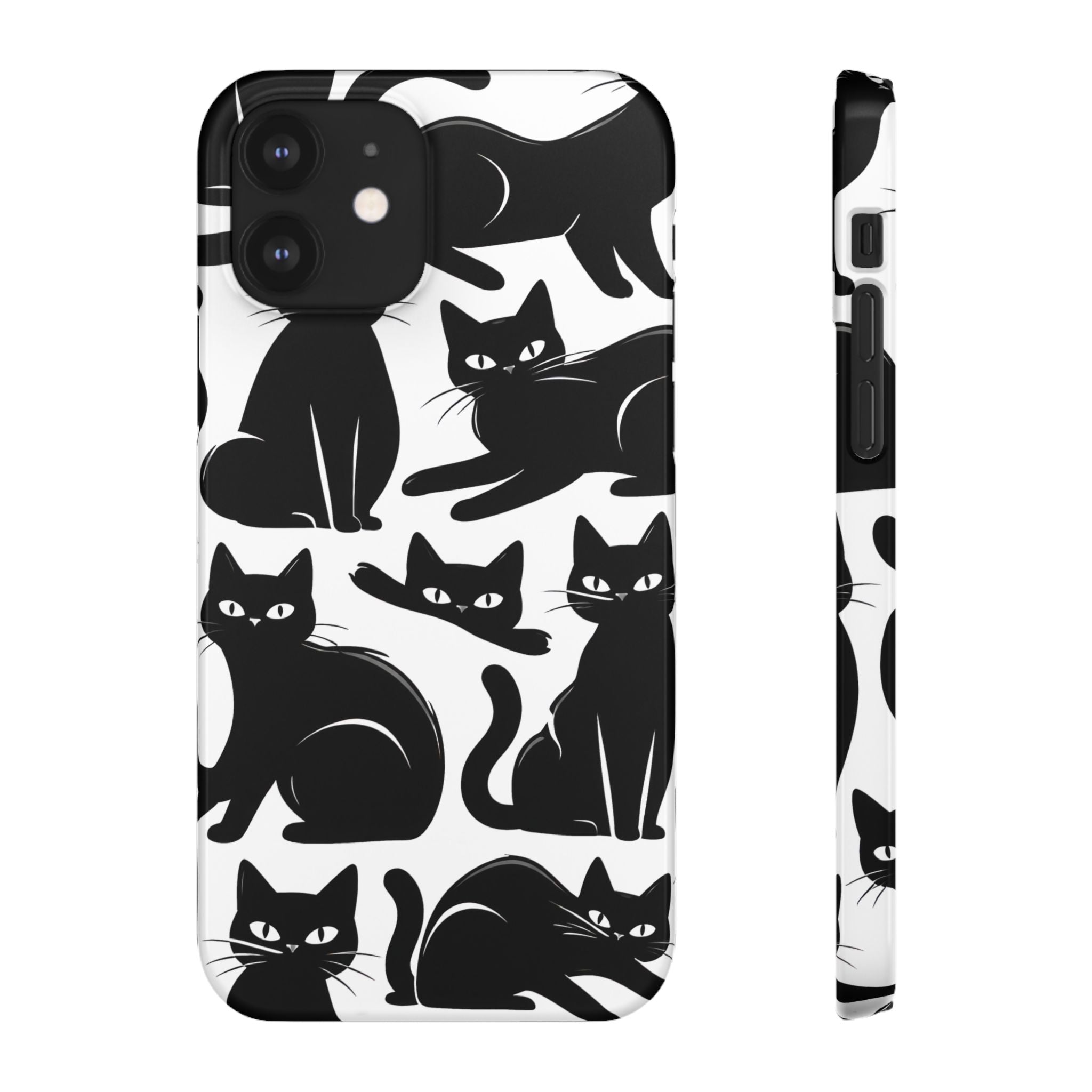 Black Cats Phone Case for iPhone 11-17 and Galaxy S20-S26