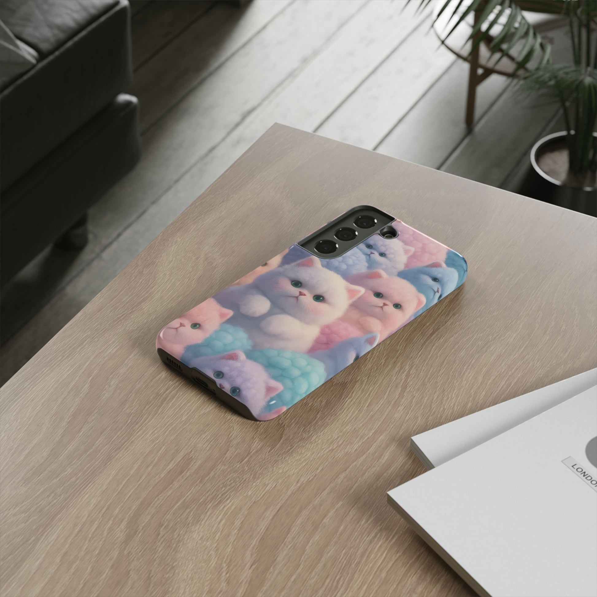 Pastel Kitten Phone Case for iPhone 8-17 and Samsung Galaxy S10-S25 Models - KARARMDESIGN