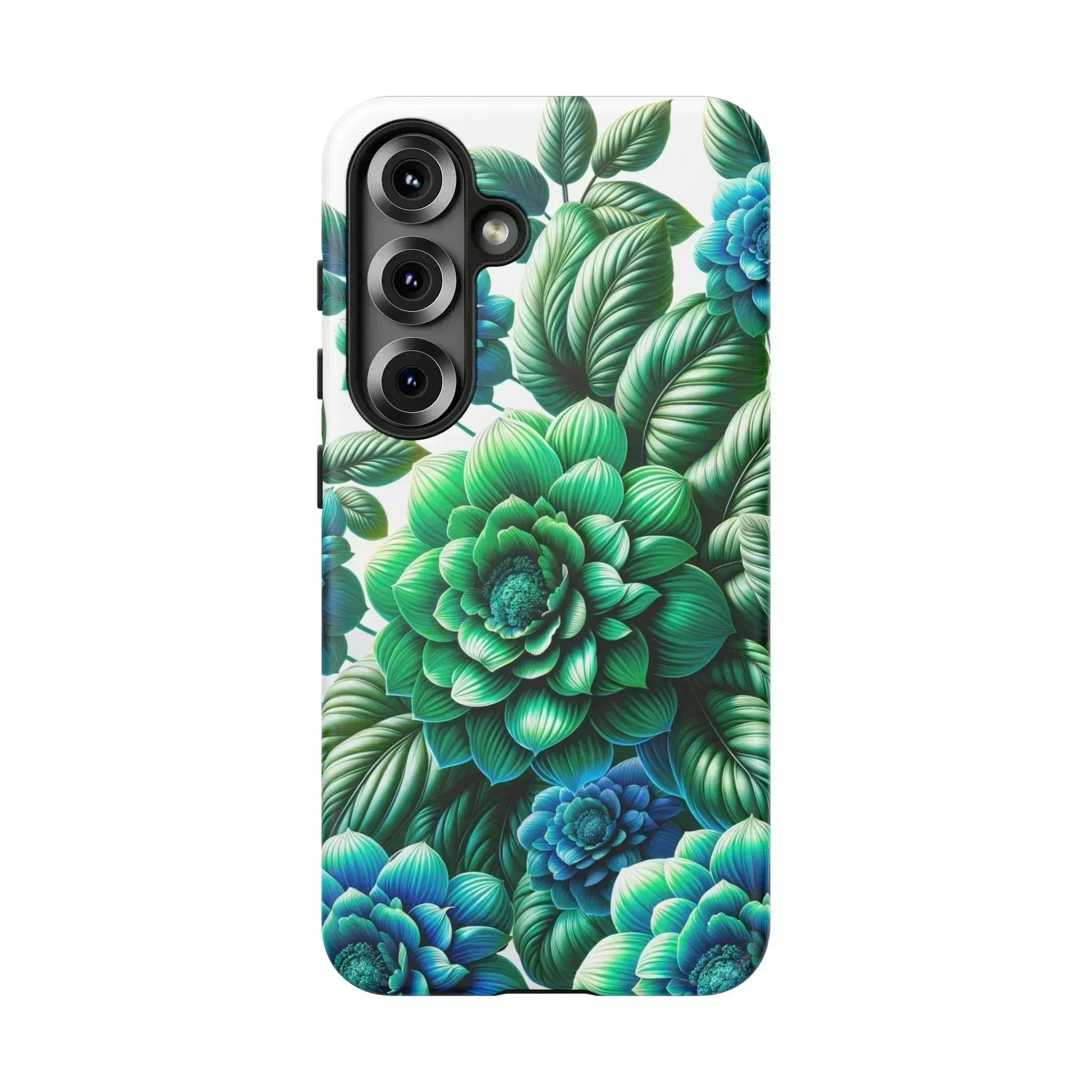 Green and Blue Floral Phone Case for Galaxy S10-S25 - KARARMDESIGN