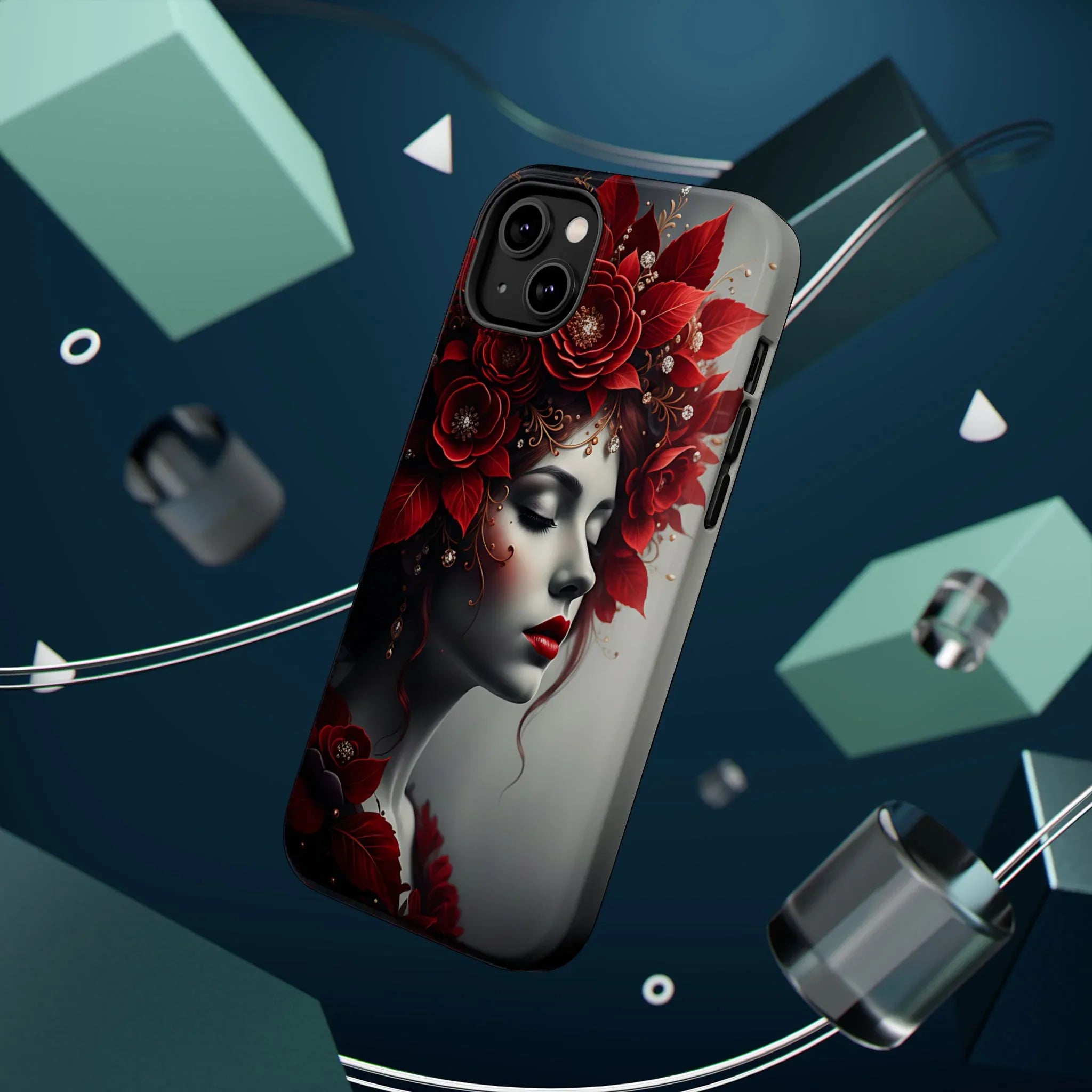 Scarlet Bloom Portrait Phone Case for iPhone 13-17 - KARARMDESIGN