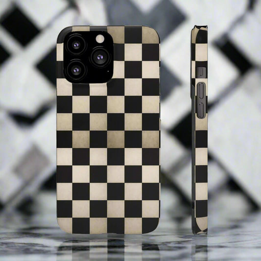 Stylish Matte Checker Phone Case for iPhone 7-16 and Samsung Galaxy S10-S24 Models - KarArmDesign