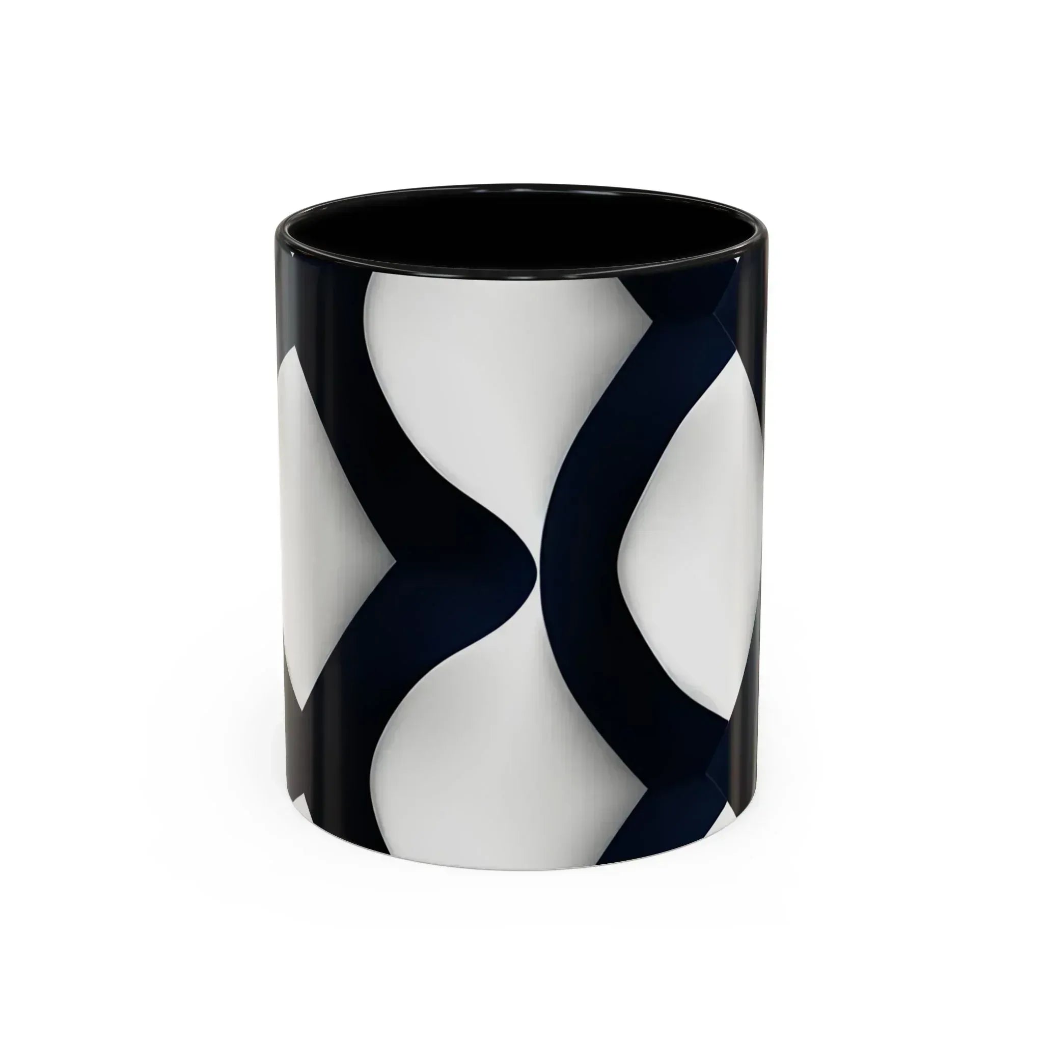 Navy Blue and White Geometric Pattern Mug - KARARMDESIGN