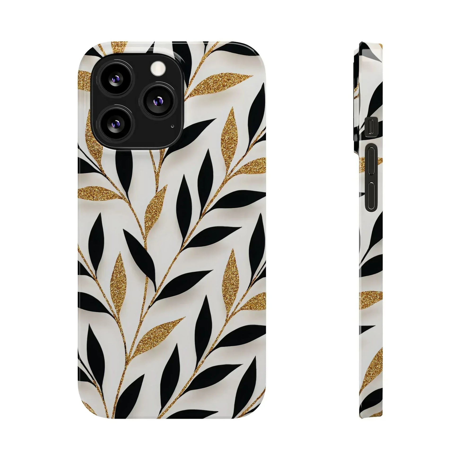 Botanical Gold Leaf Phone Case for iPhone 11-17 - KARARMDESIGN