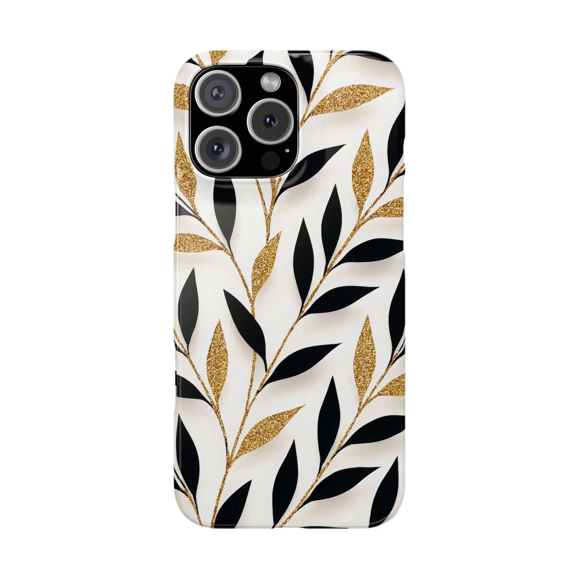 Botanical Gold Leaf Phone Case for iPhone 11-17 - KARARMDESIGN