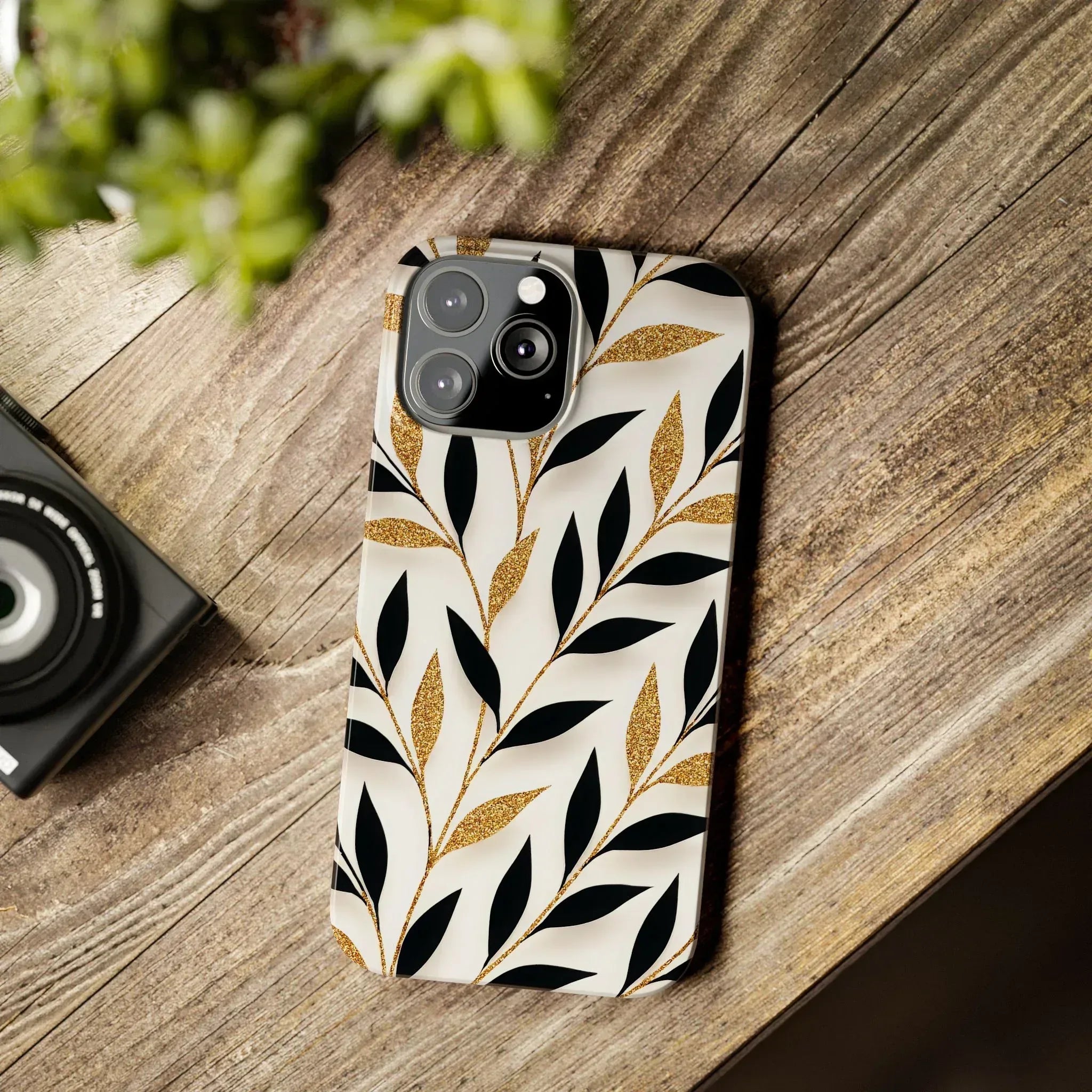 Botanical Gold Leaf Phone Case for iPhone 11-17 - KARARMDESIGN