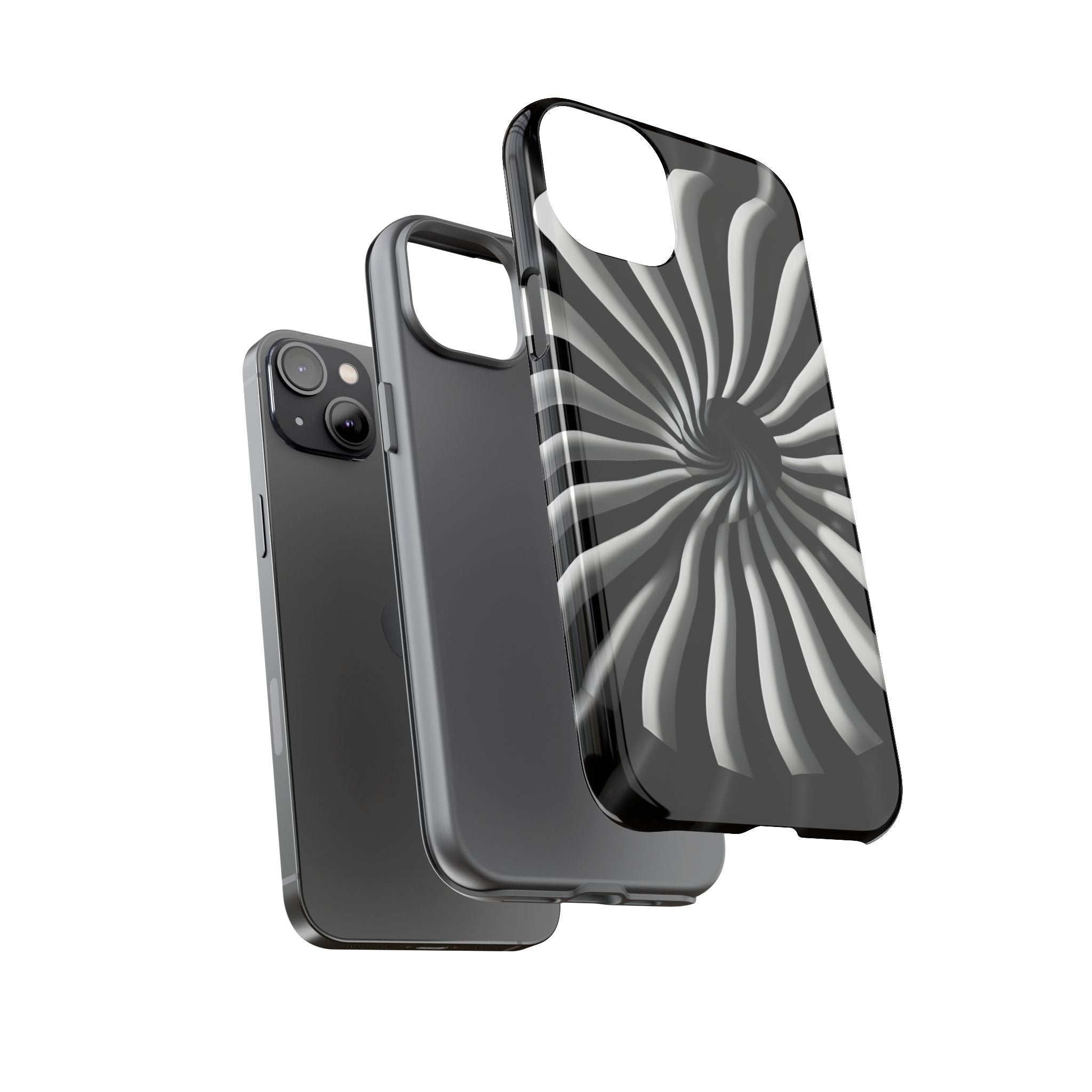 Hypnotic Black and White Spiral Phone Case – Optical Illusion Design for iPhone & Galaxy