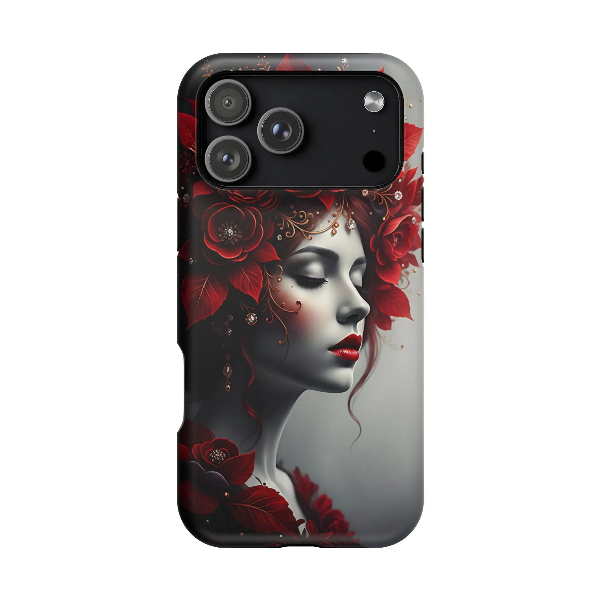 Scarlet Bloom Portrait Phone Case for iPhone 13-17 - KARARMDESIGN