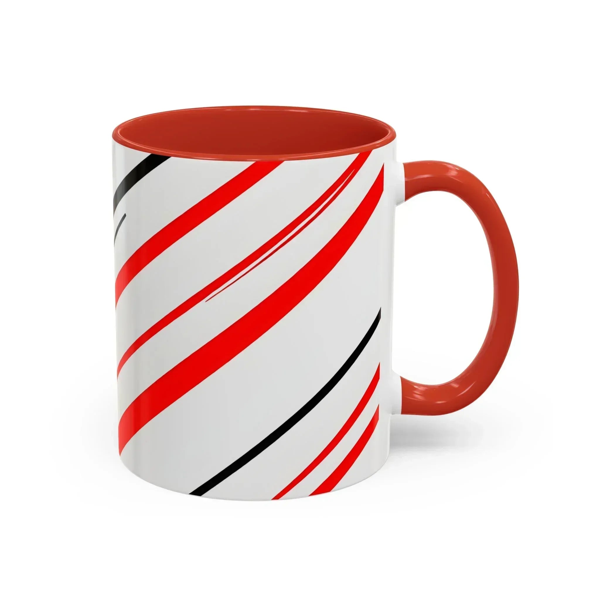 Bold Elegance – Red & Black Swirl Accent Coffee Mug - KARARMDESIGN
