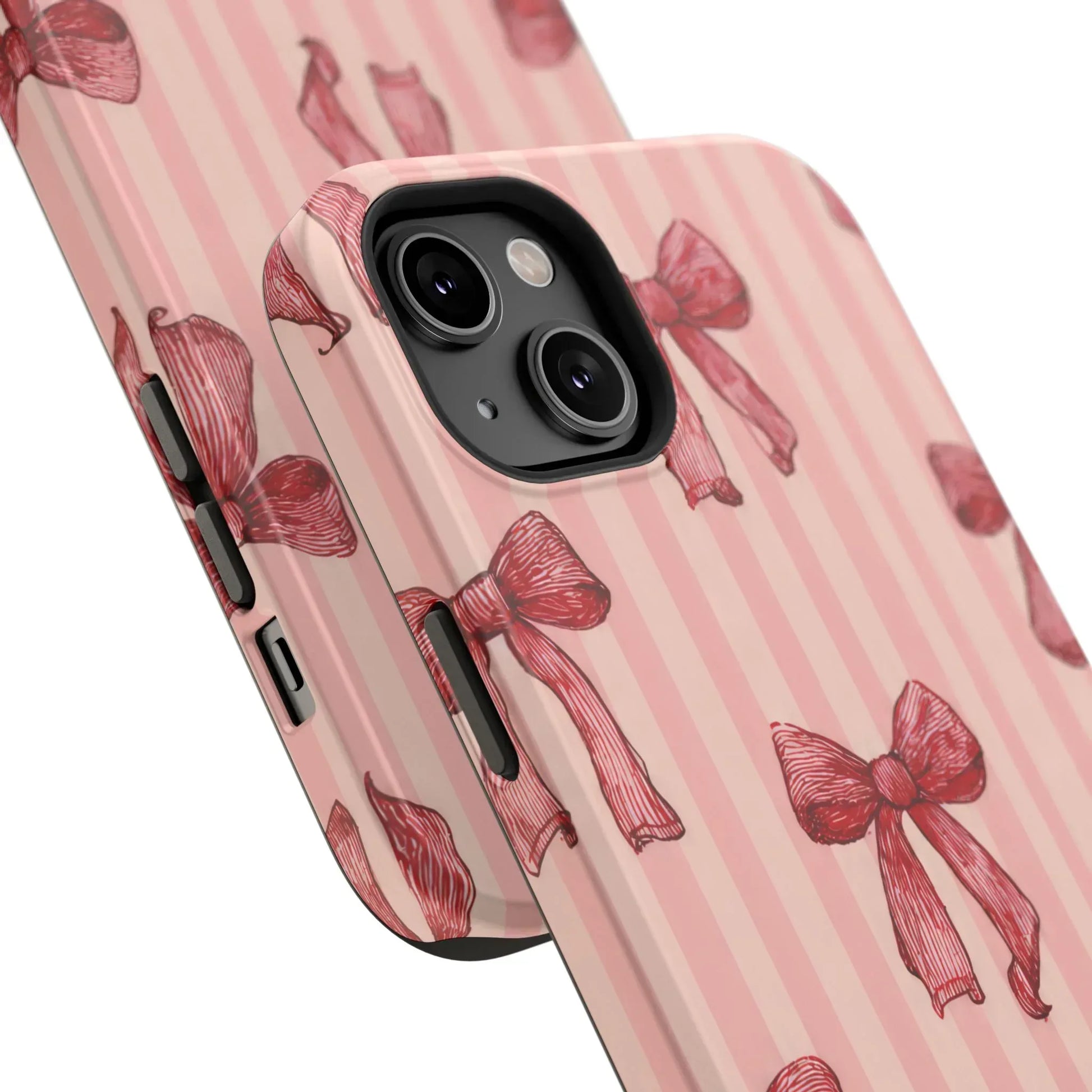 Red Bow Stripe Phone Case for iPhone 11-17 & Galaxy S21-S22 - KARARMDESIGN