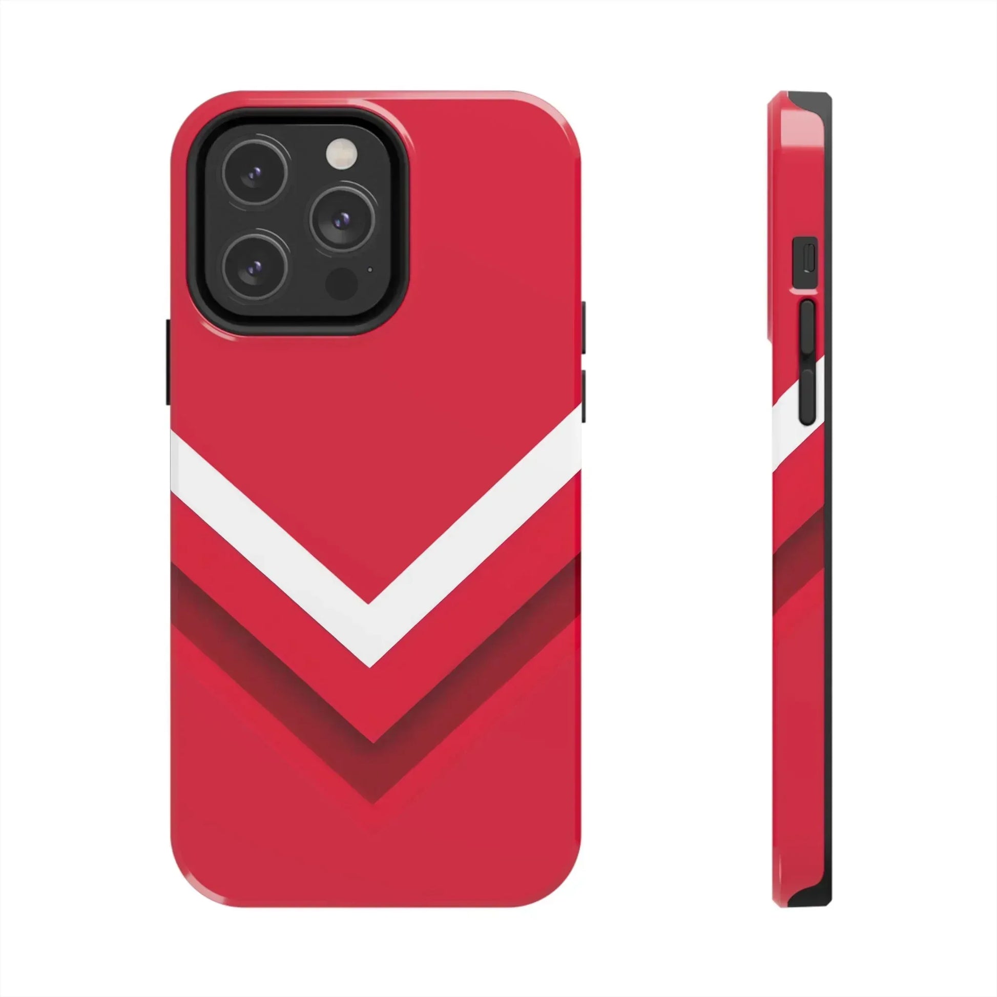 Red Chevron Armor Phone Case for iPhone 11–16 & Galaxy S21–S24 - KARARMDESIGN