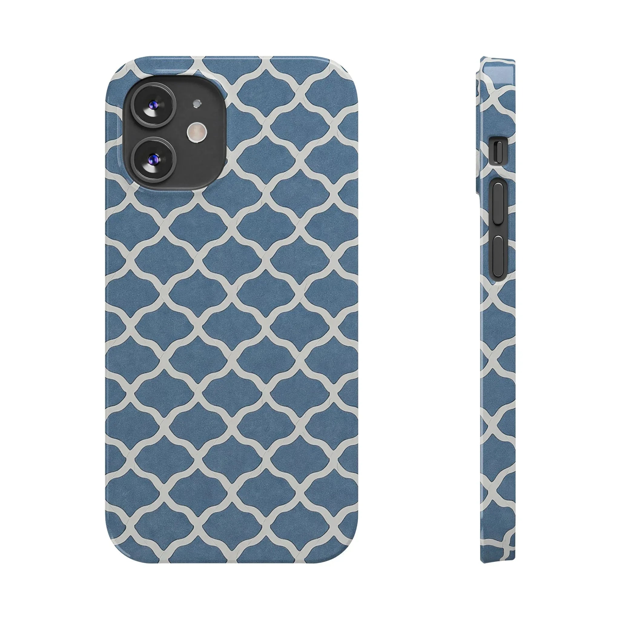 Azure Lattice Pattern Phone Case Slim Phone Cases for iPhone 11-17 - KARARMDESIGN