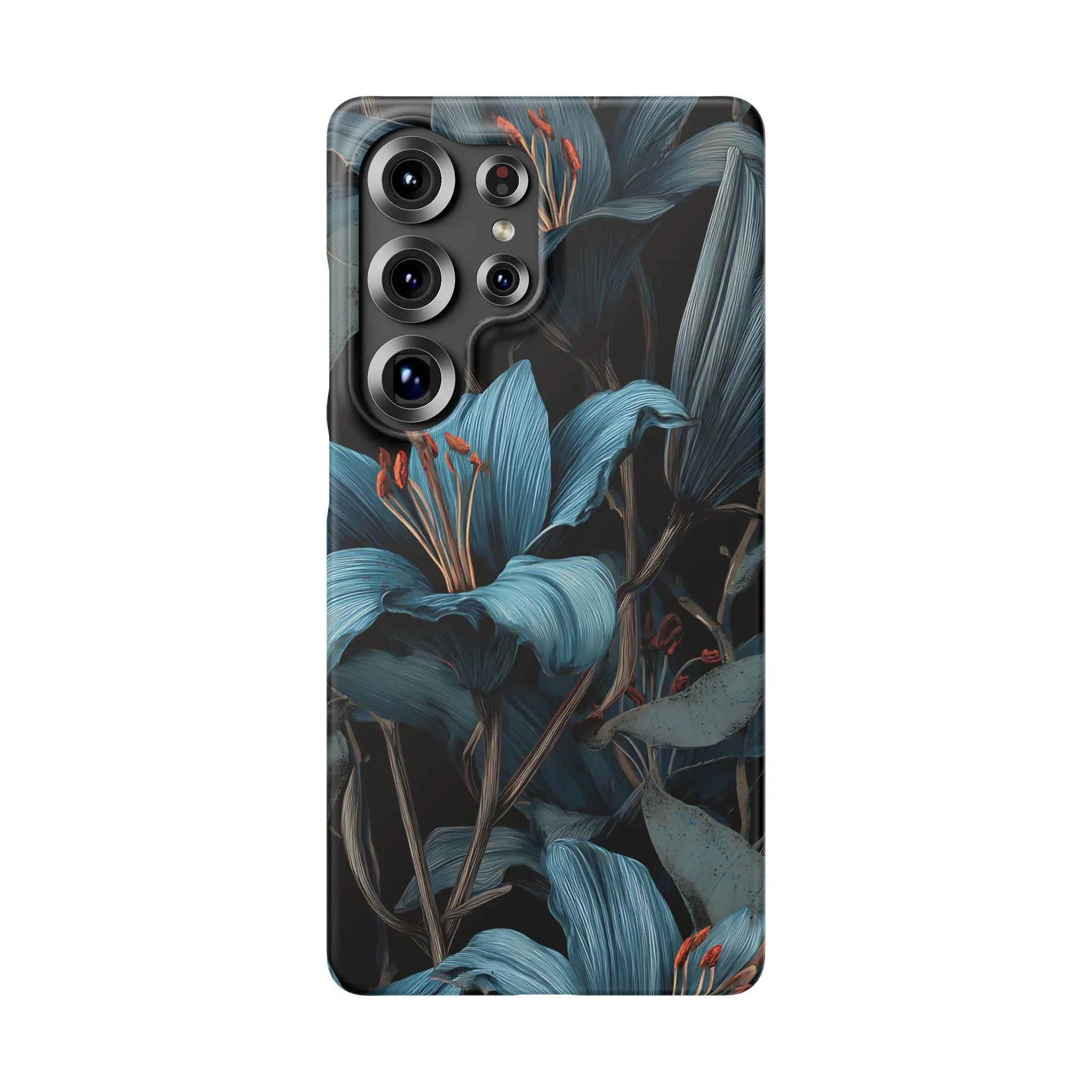 Blue Lily Floral Phone Case for iPhone 11-17 and Galaxy S20-S25 - KARARMDESIGN