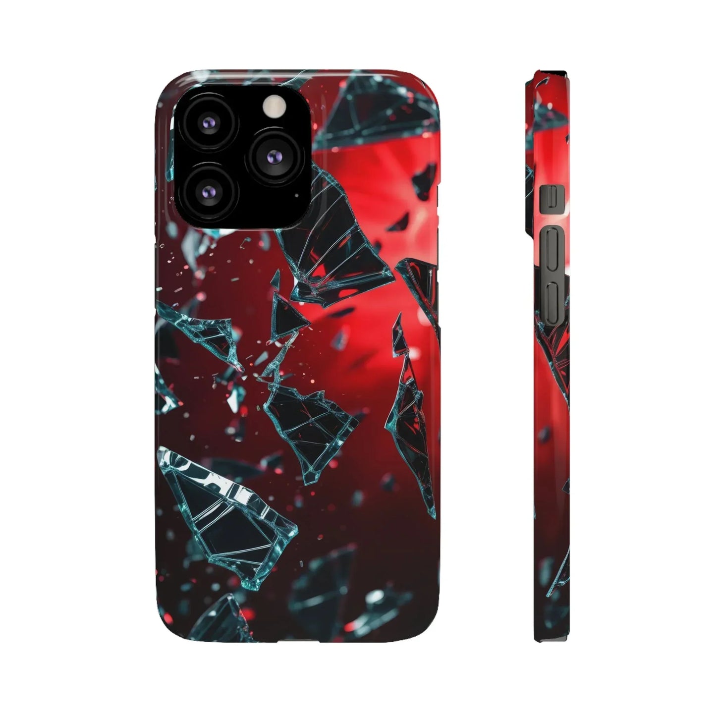 "Crimson Impact" Realistic Glass Shard Snap Phone Case for iPhone 7-16 and Samsung Galaxy S10-S24 Models - KarArmDesign