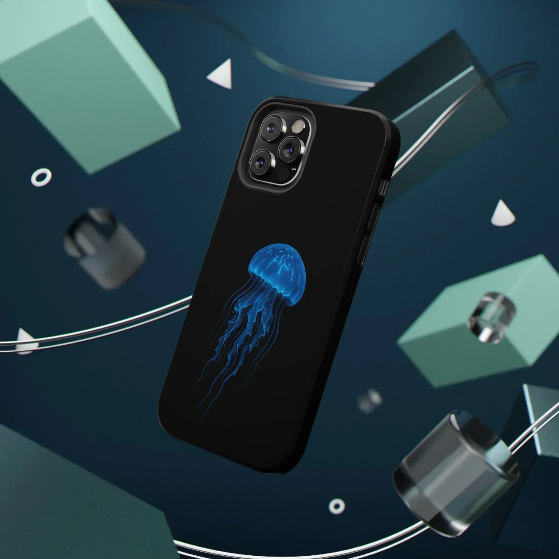 Blue Jellyfish Phone Case for iPhone 12-16 and Samsung Galaxy S21-S22 Models - KarArmDesign