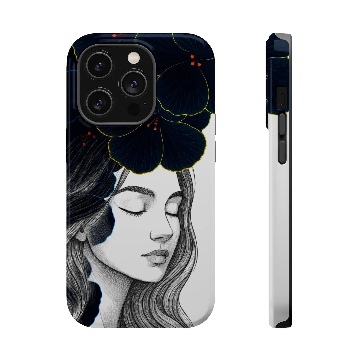 Dark Floral Elegance Phone Case for iPhone 13-16 Models - KarArmDesign