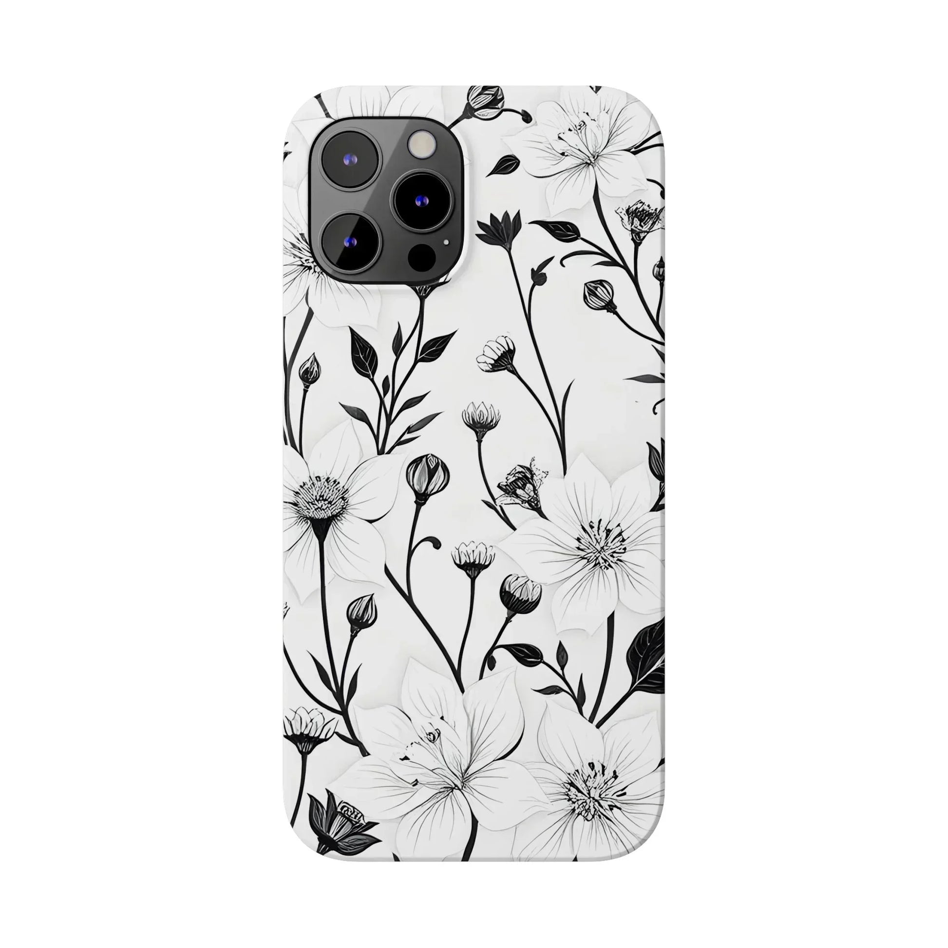 Monochrome Bloom Slim Floral Phone Case for iPhone 7-16 Models - KarArmDesign