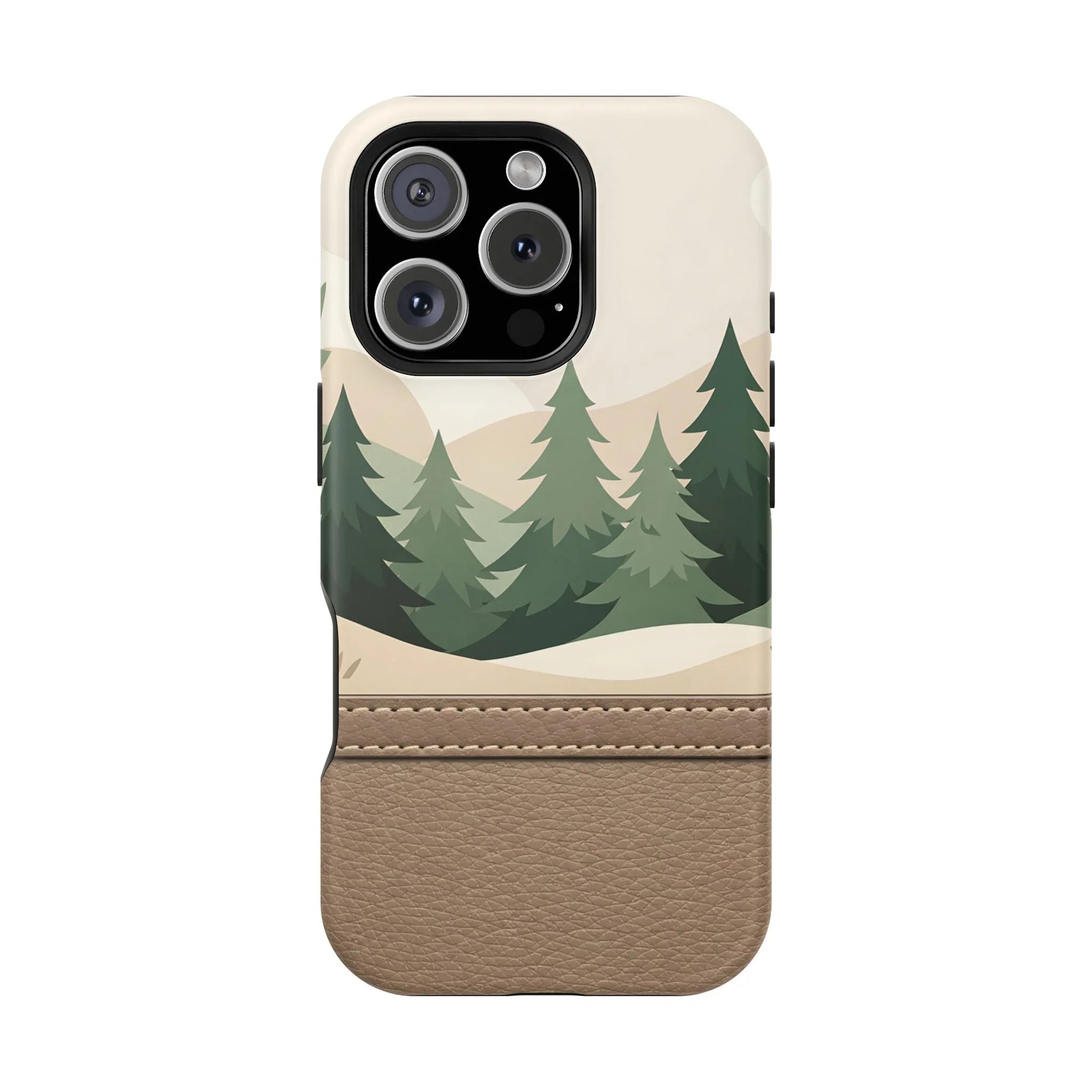 Forest Leather Phone Case for iPhone 11-17 and Galaxy S21-S25 - KARARMDESIGN