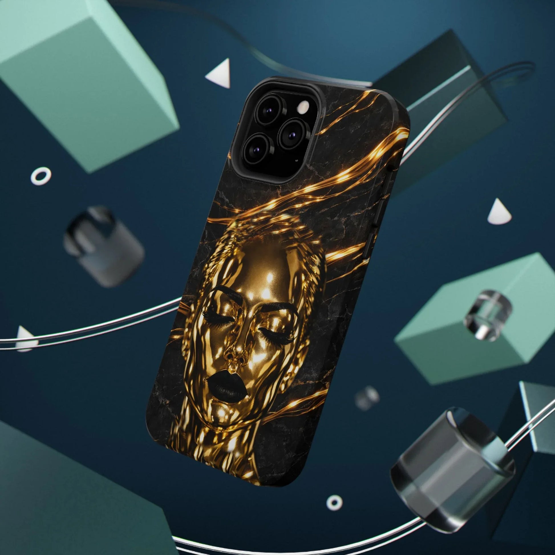 Luxury Gold Portrait Phone Case for iPhone 11-17 and Galaxy S21-S25 - KARARMDESIGN