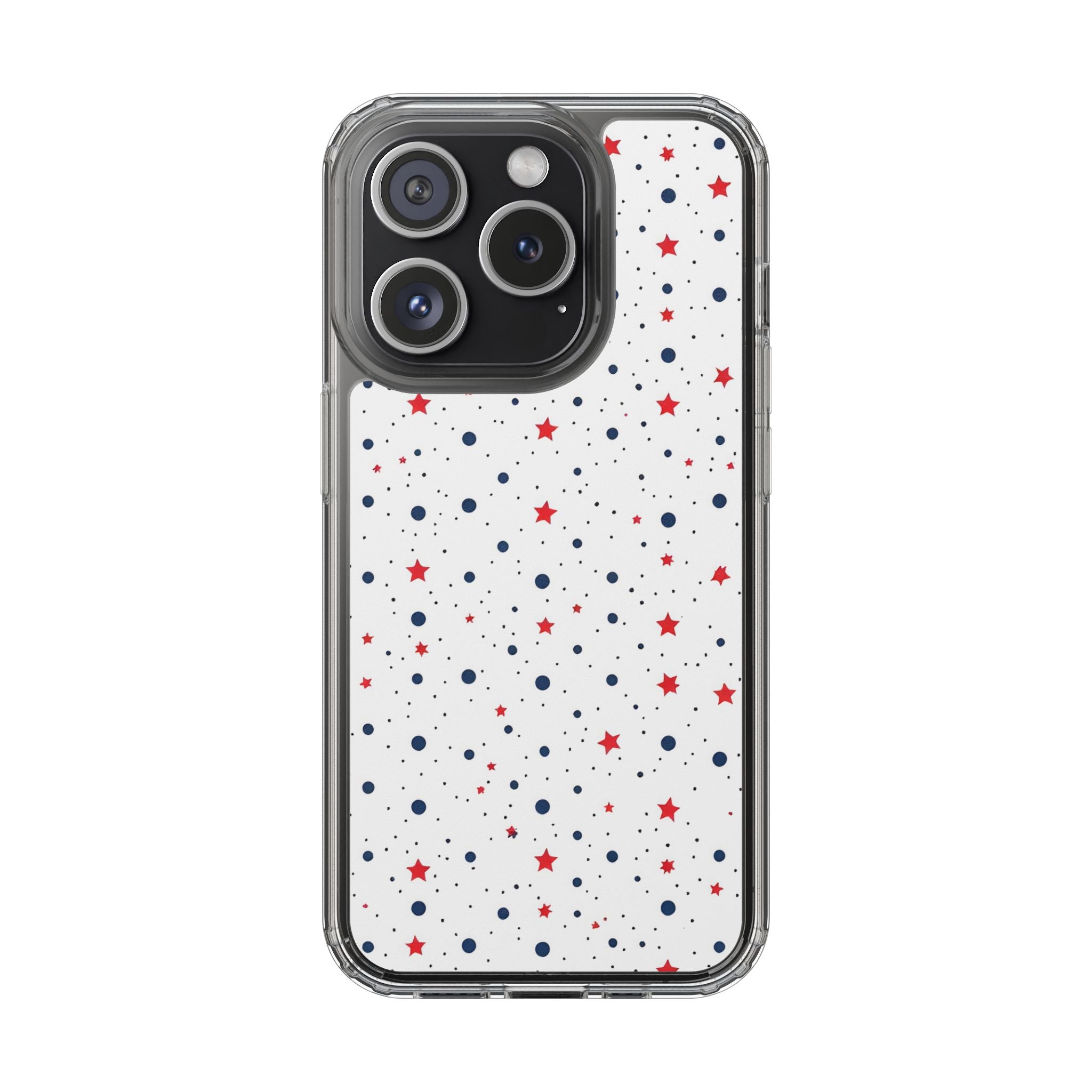White Polka Dot & Stars Clear Case for iPhone & Samsung