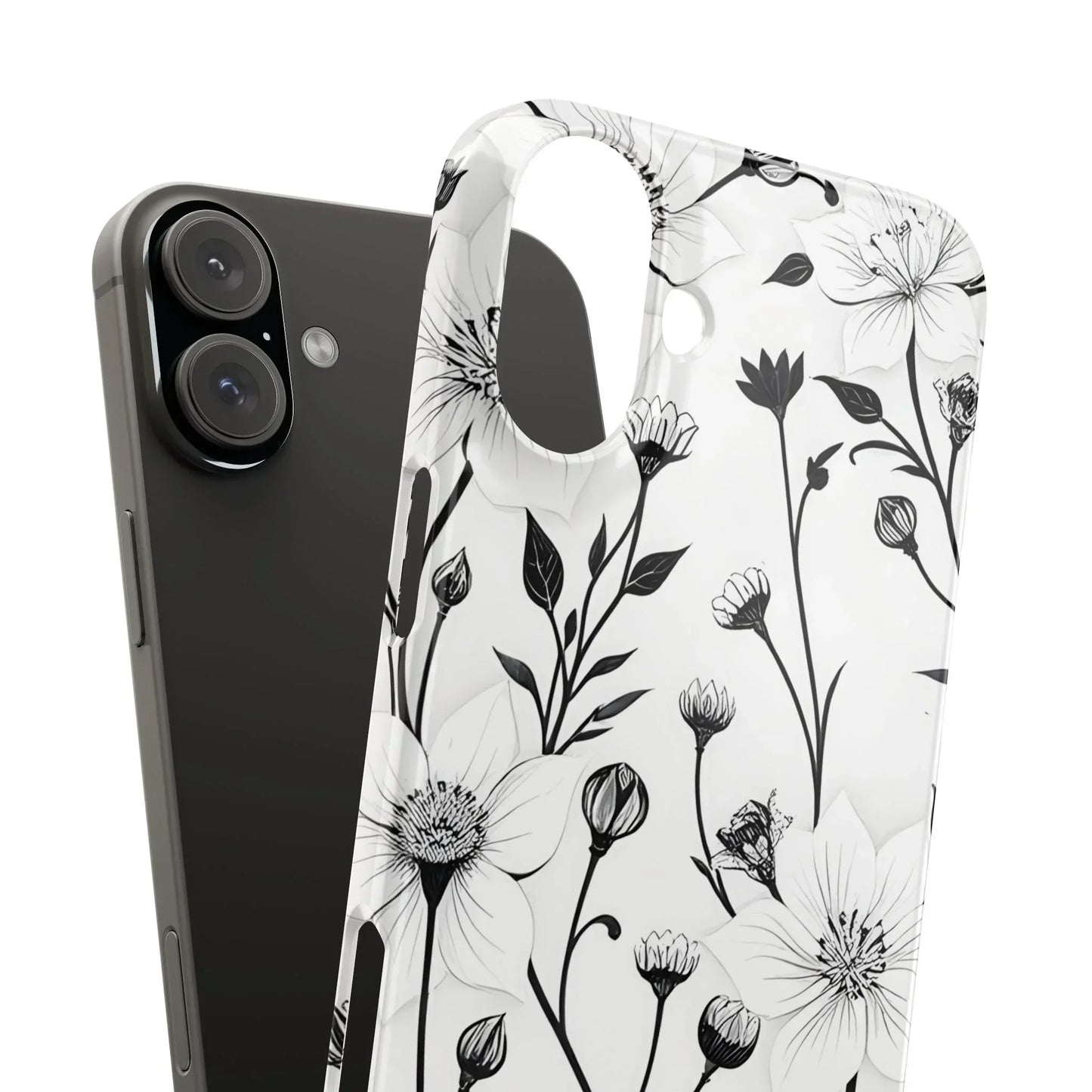 Monochrome Bloom Slim Floral Phone Case for iPhone 7-16 Models - KarArmDesign