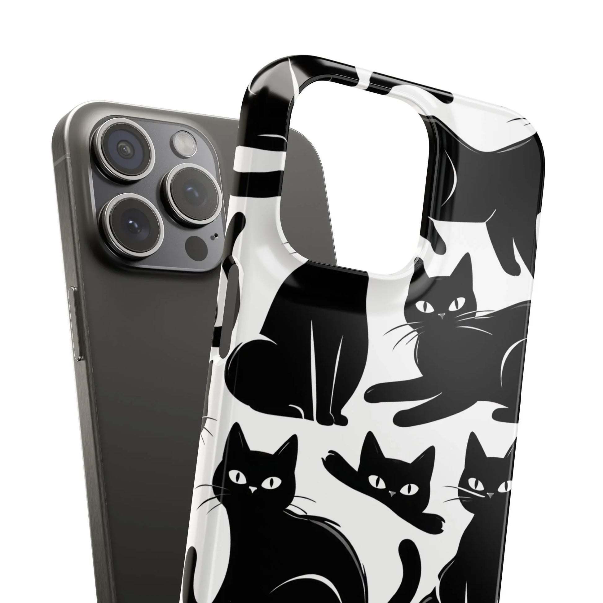 Black Cats Phone Case for iPhone 11-17 and Galaxy S20-S25 - KARARMDESIGN