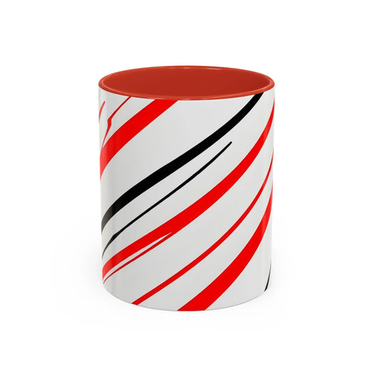 Bold Elegance – Red & Black Swirl Accent Coffee Mug - KarArmDesign
