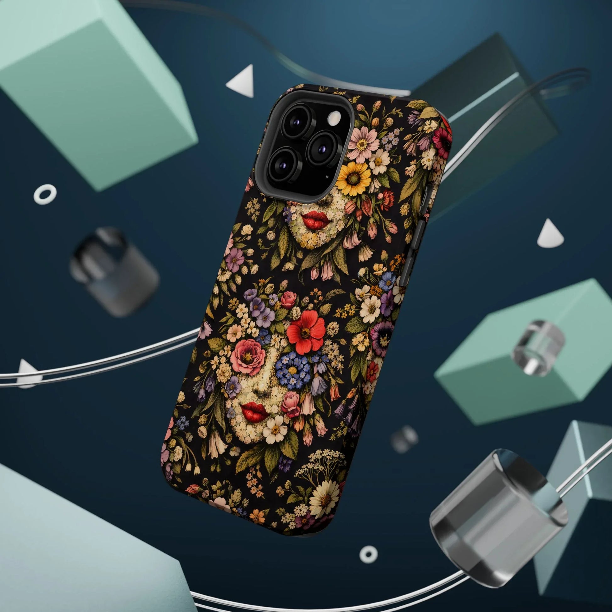 Vintage Flower Face Phone Case for iPhone 13-17 - KARARMDESIGN