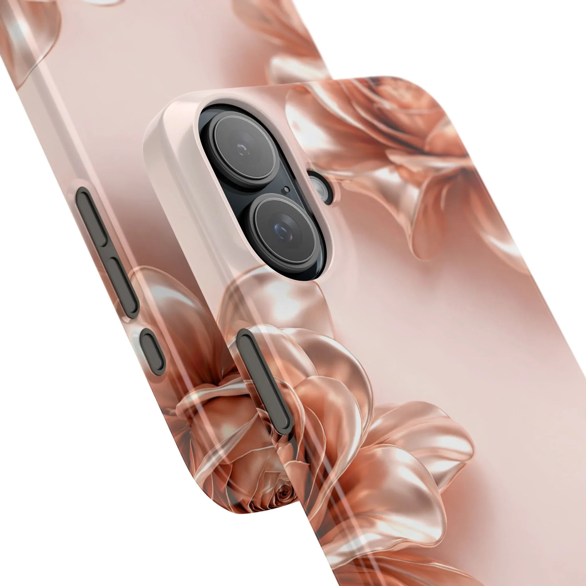 Blush Metallic Flower Case for iPhone 11-17 - KARARMDESIGN