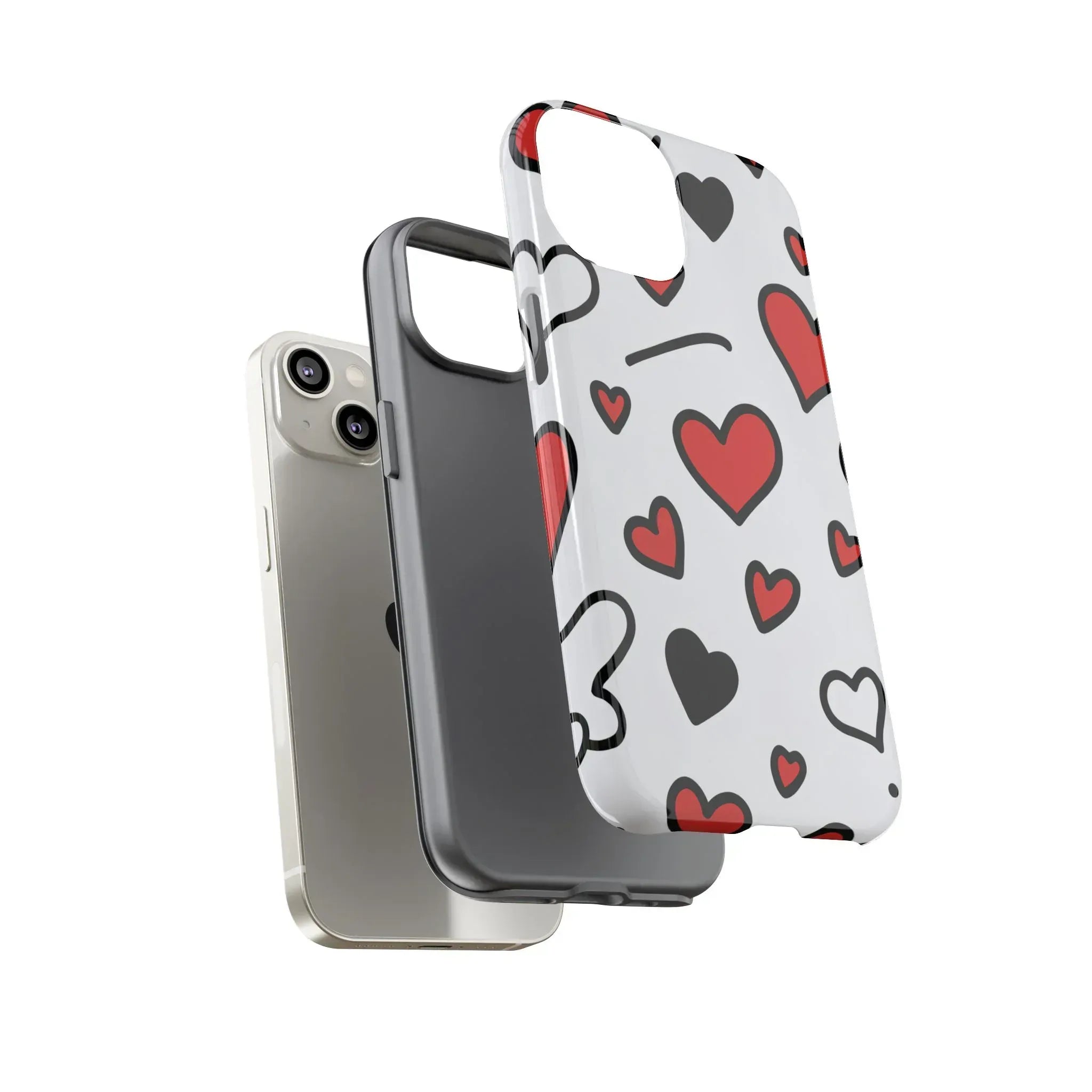 Scattered Hearts Phone Case for iPhone 11-17 and Galaxy S10-S25 - KARARMDESIGN